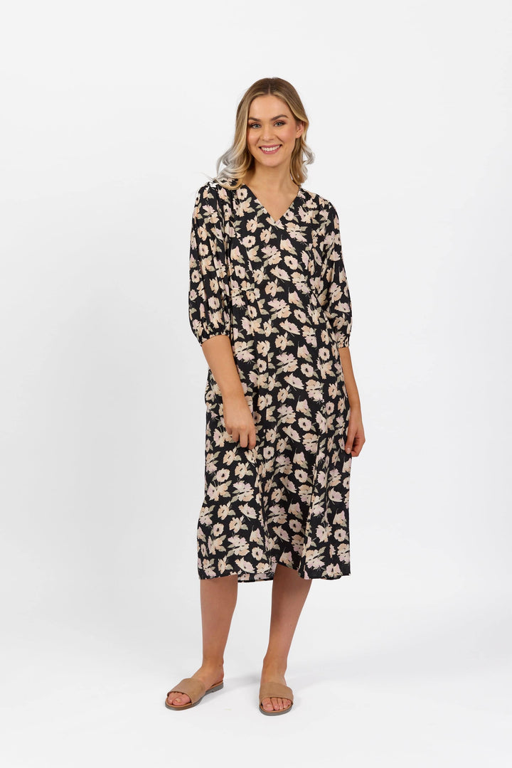 6105 Thea - V Neck Dress with Elbow Length Sleeve - Vassalli
