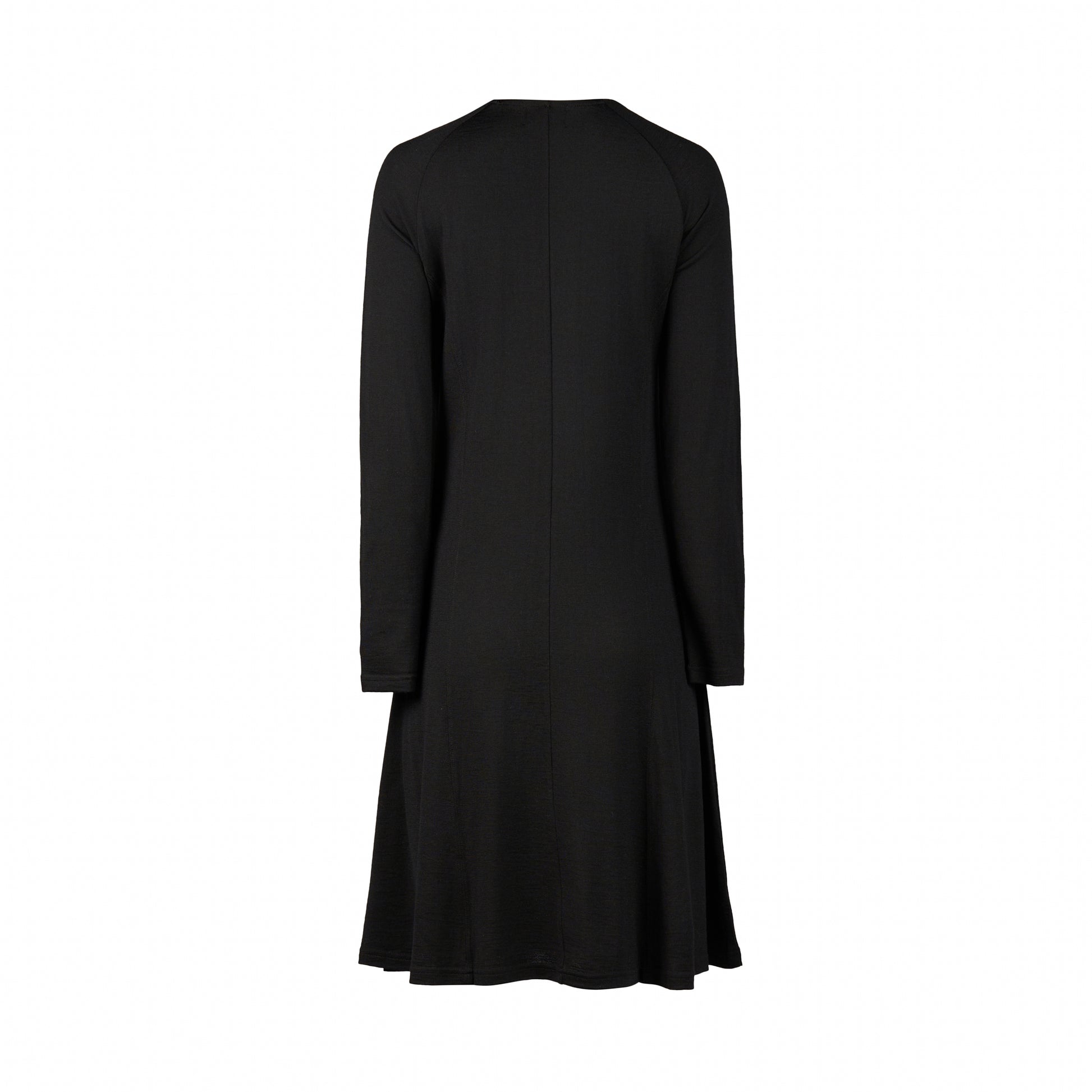 6107 Black - 100% Merino Long Sleeve Swing Dress - Vassalli