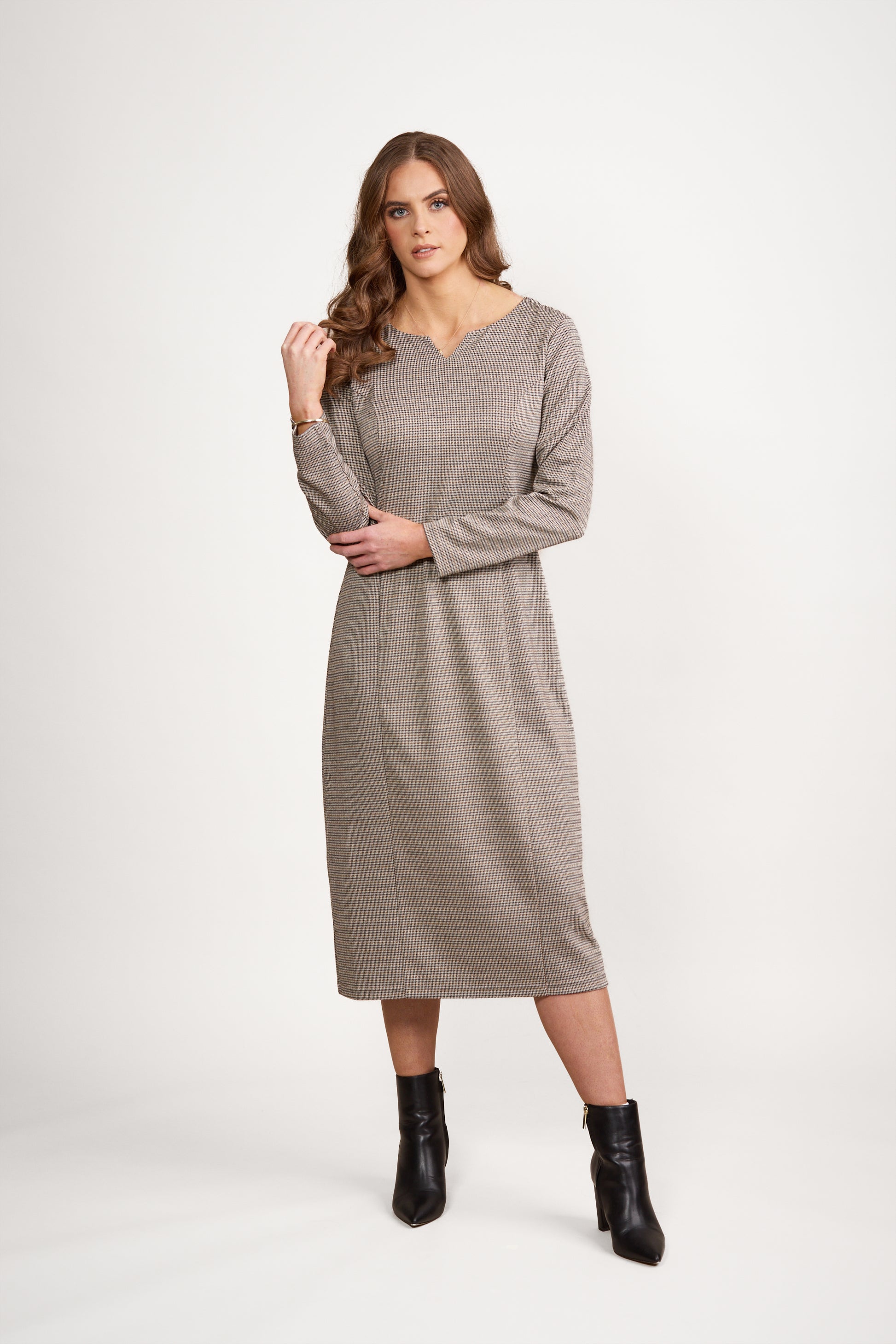 6109 Check - Long Sleeve Knit Dress - Vassalli