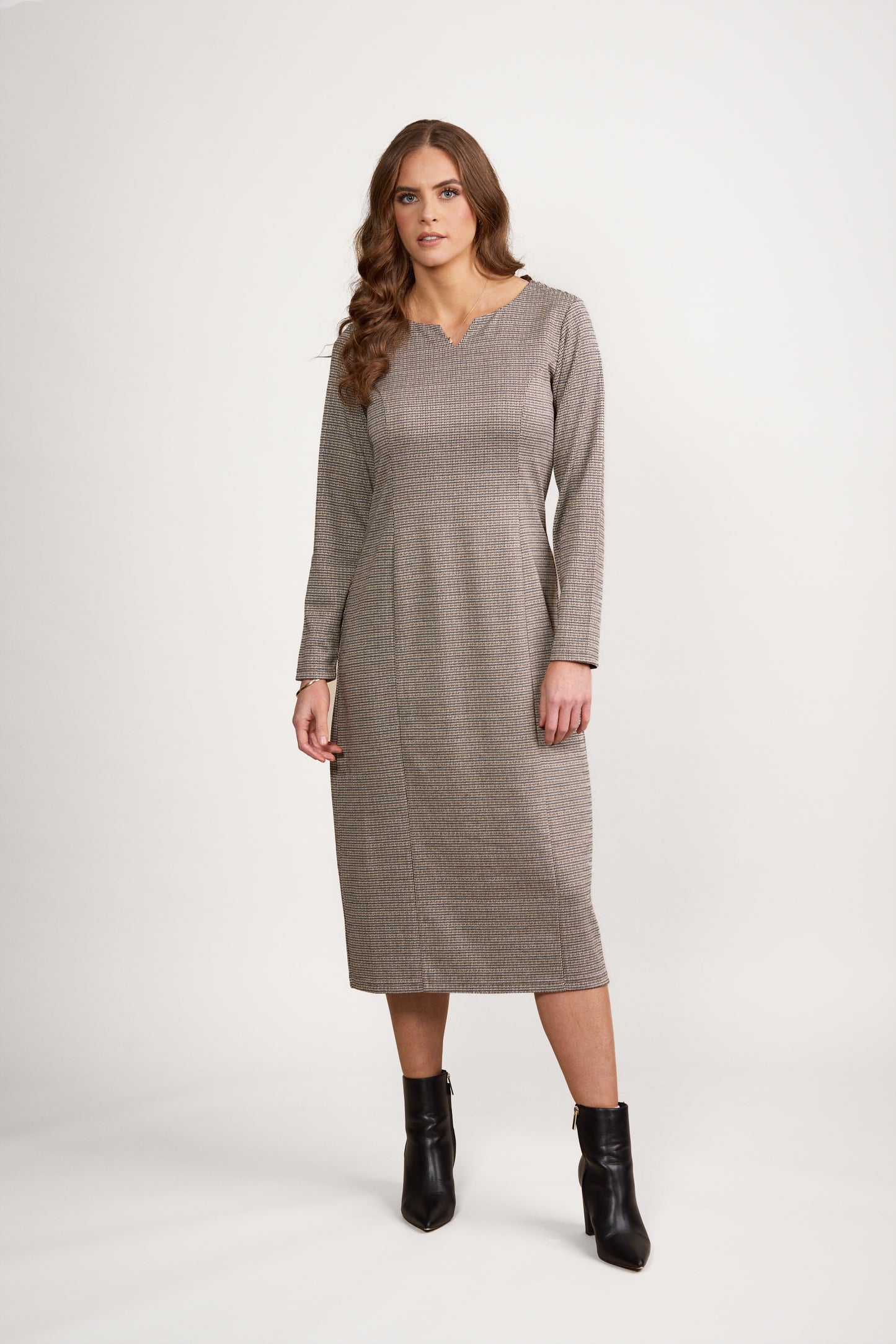 6109 Check - Long Sleeve Knit Dress - Vassalli