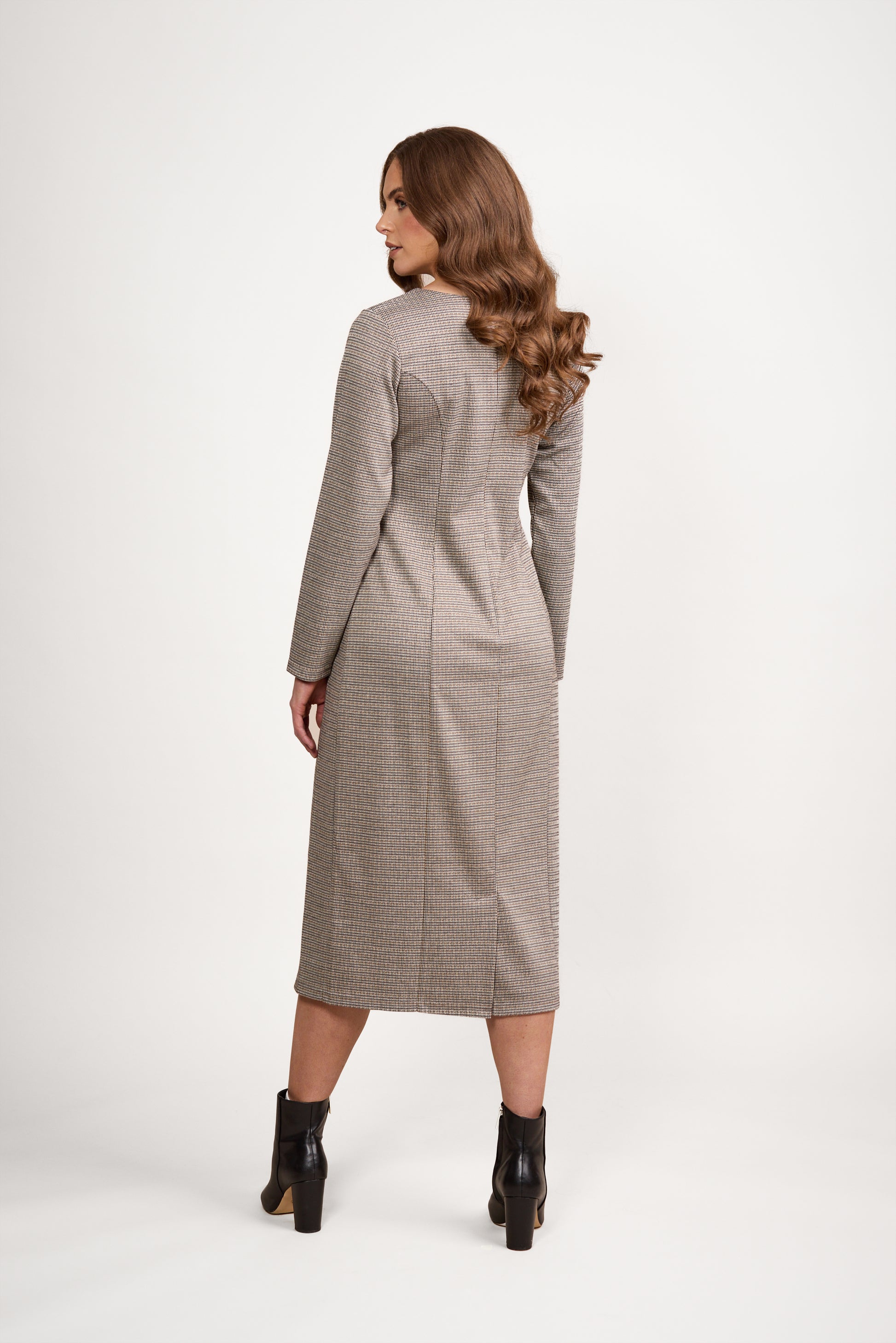 6109 Check - Long Sleeve Knit Dress - Vassalli