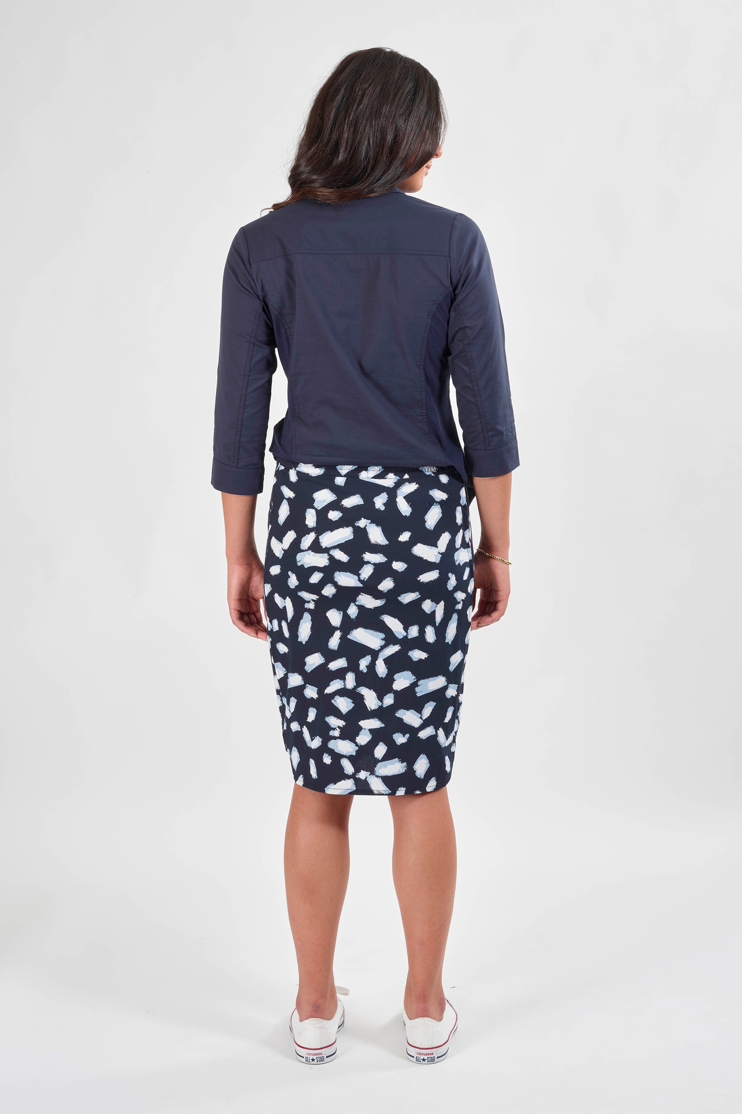 7031P Shore - Poplin Pull-On Comfort Skirt with Side Panel - Vassalli