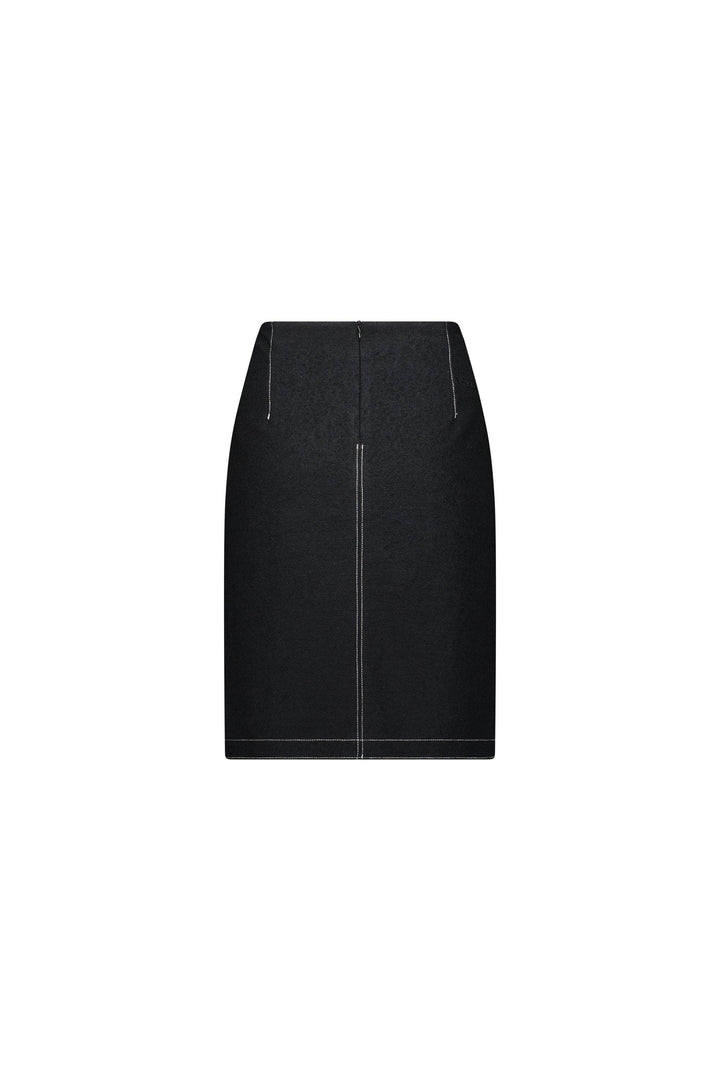 7054W Knee Length Skirt - Black - Vassalli