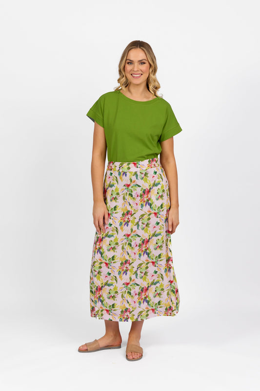 7057 Capri - Pull On Long Skirt with Elastic Back Waistband - Vassalli