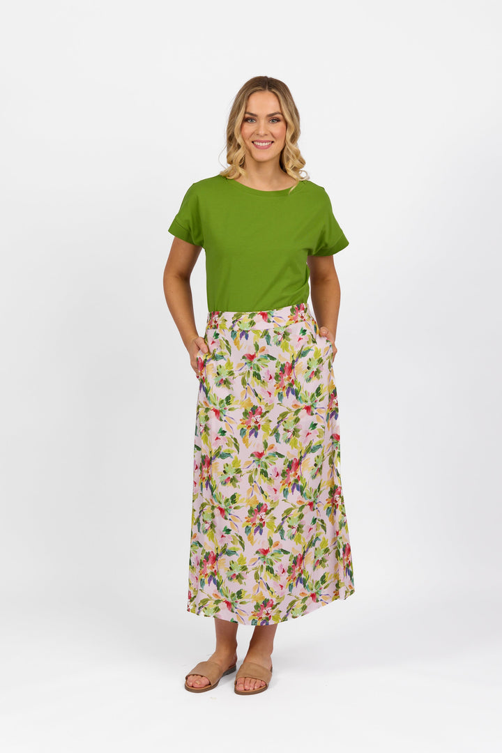 7057 Capri - Pull-On Long Skirt with Elastic Back Waistband - Vassalli