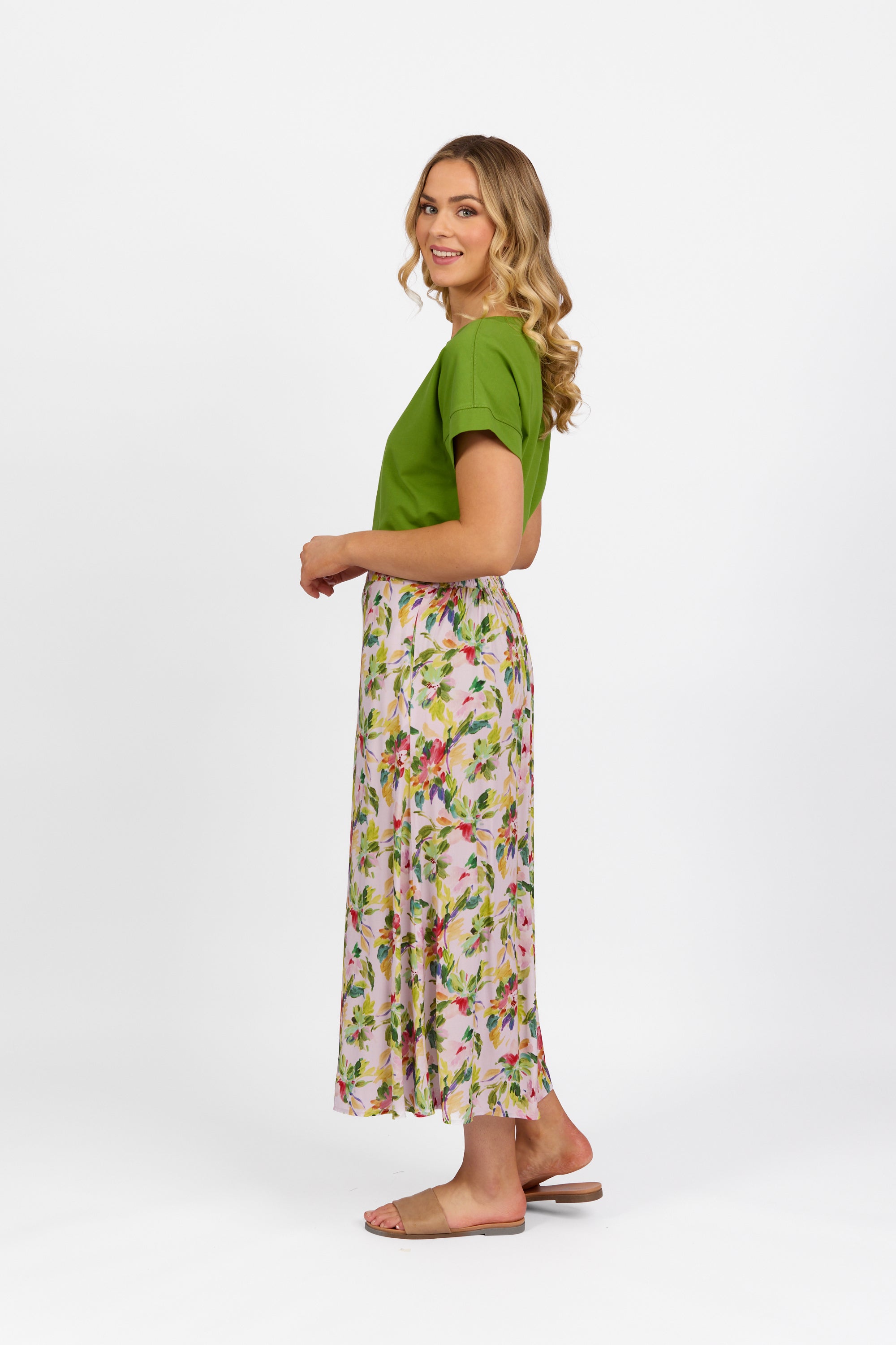 7057 Capri - Pull-On Long Skirt with Elastic Back Waistband - Vassalli