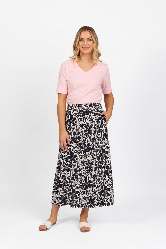 7057 Coco - Pull On Long Skirt with Elastic Back Waistband - Vassalli
