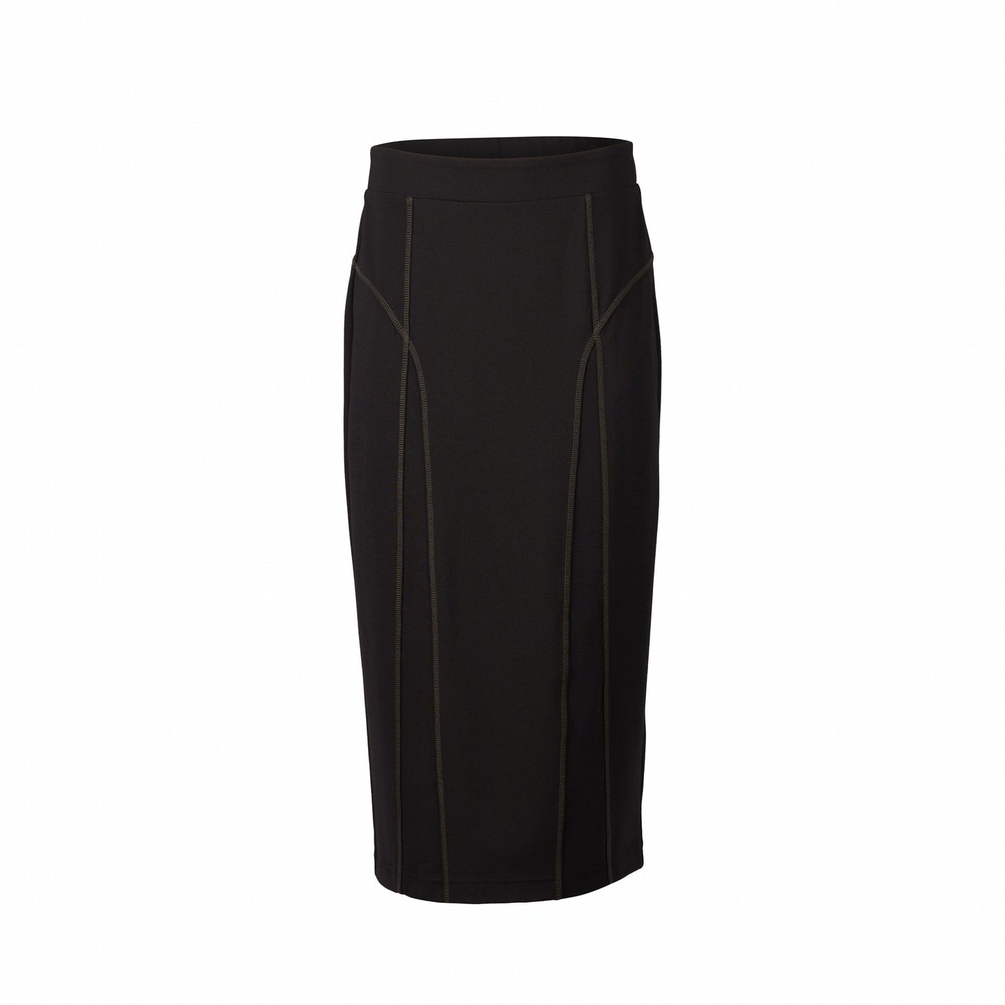 7061 Black/Khaki - Skirt with Khaki Contrast Trim - Vassalli