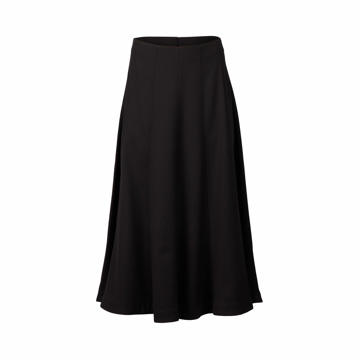 7062W Black - Mid Length Panelled Skirt - Vassalli