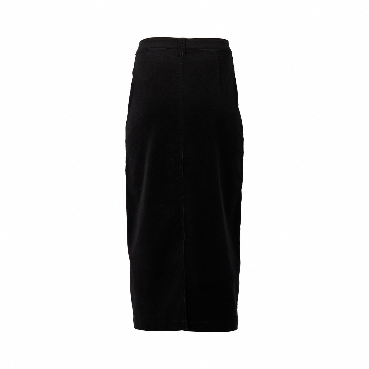 7064M Black - Mid Length Cord Skirt with Front Panel Seams - Vassalli