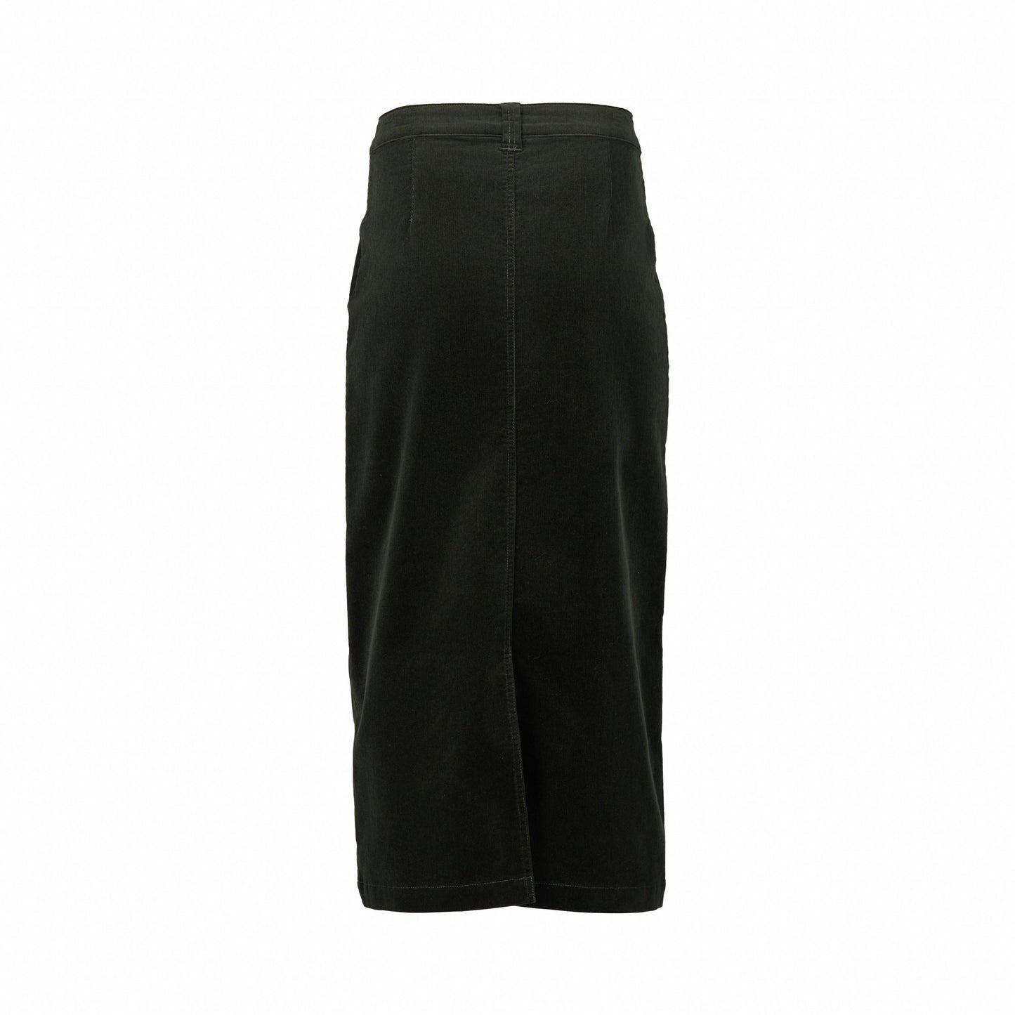 7064M Forest - Mid Length Cord Skirt with Front Panel Seams - Vassalli