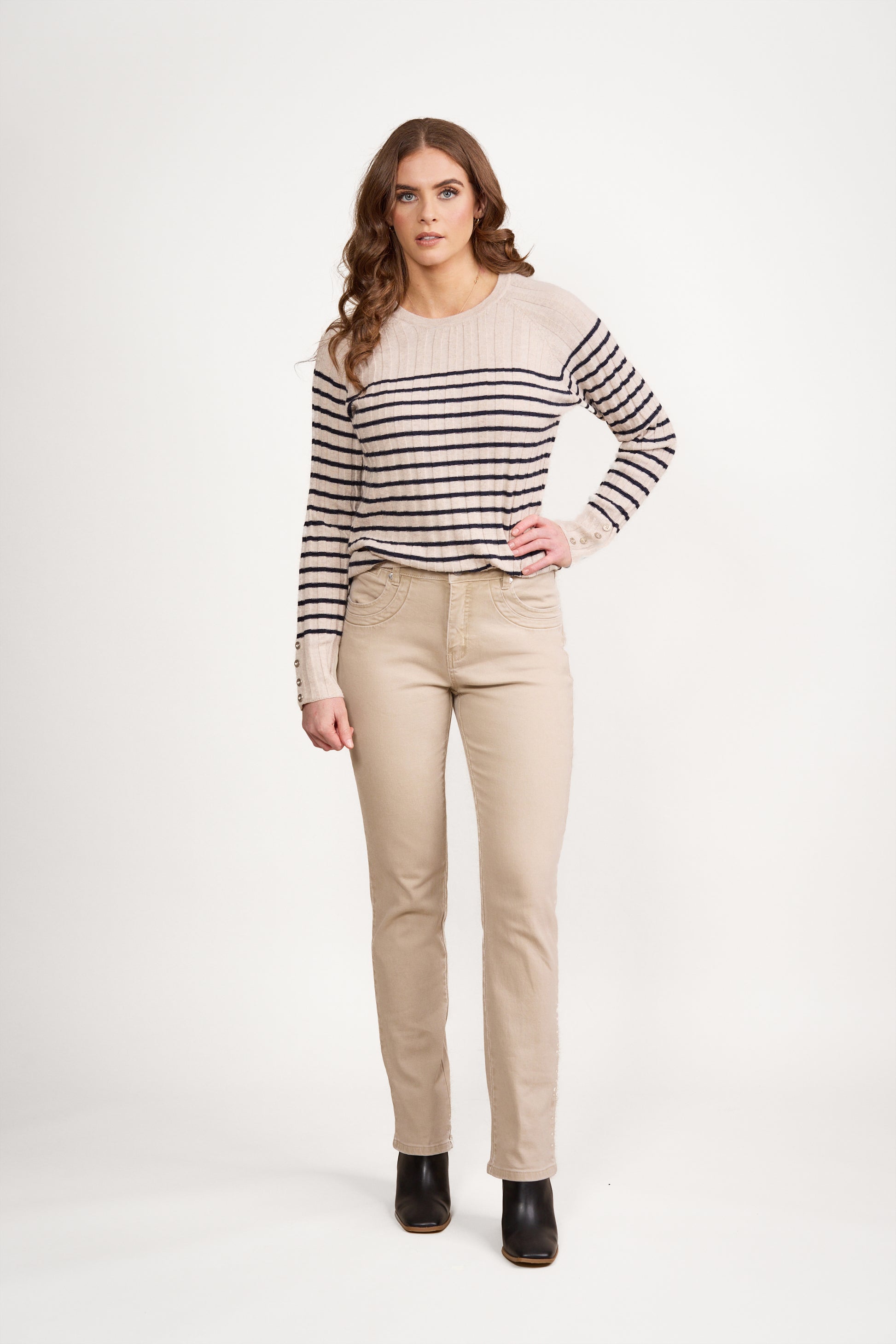 9901 Oat Denim - Slim Leg Full Length Jean - Vassalli