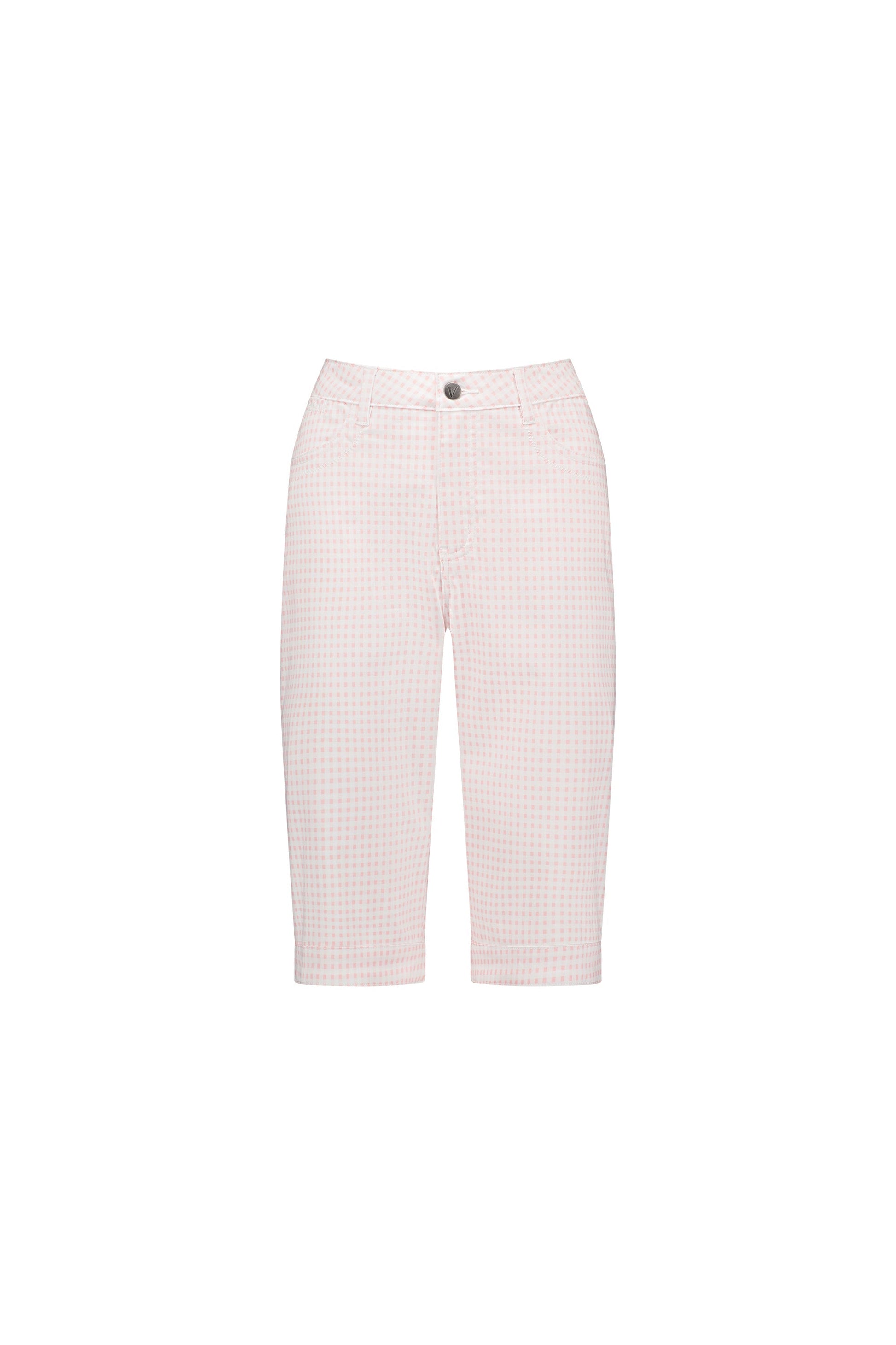 H1001ALW Pink Gingham - Printed Lightweight Straight Leg Short - Vassalli
