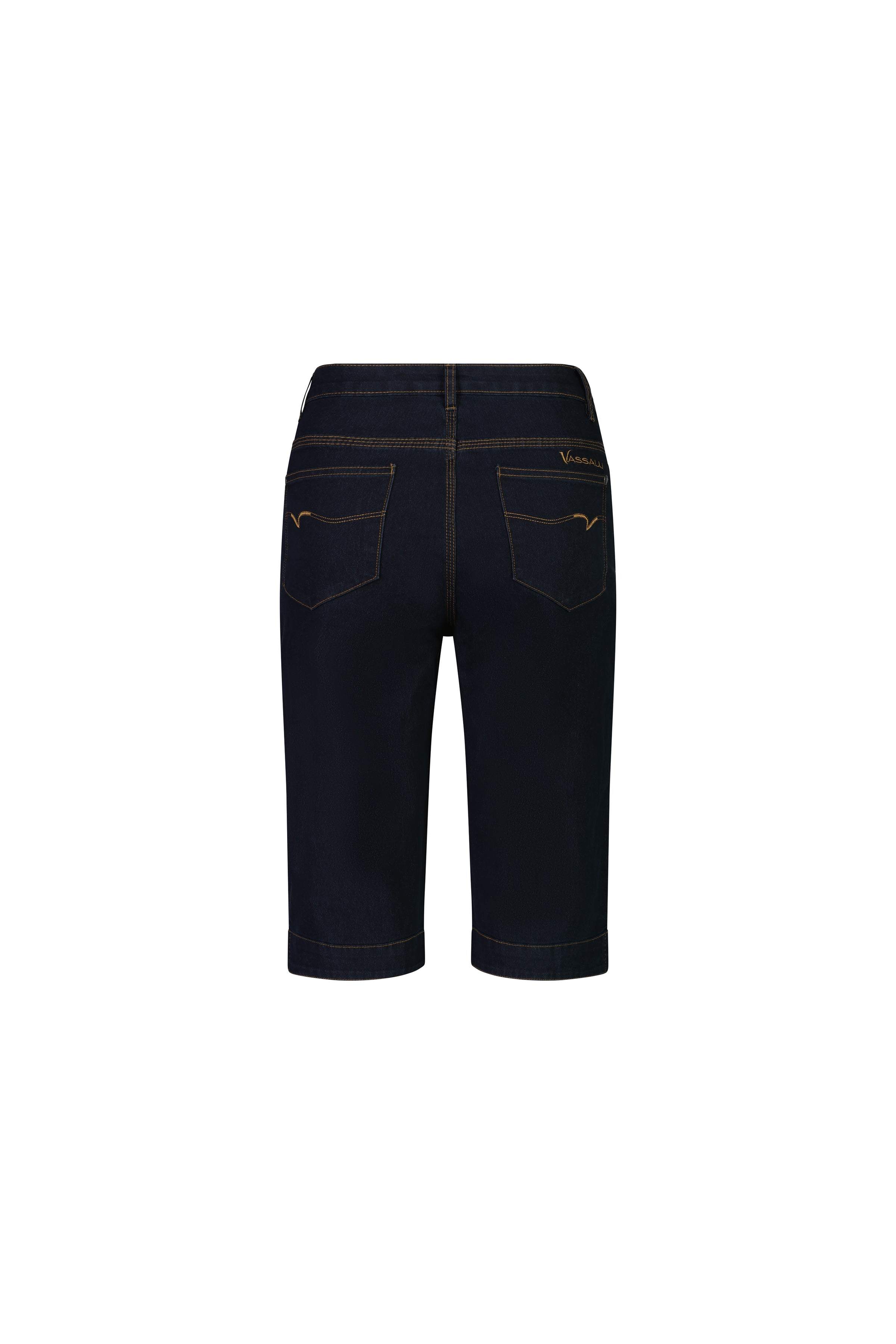 H1001CS Indigo Denim - Straight Leg Contrast Stitch Denim Short - Vassalli