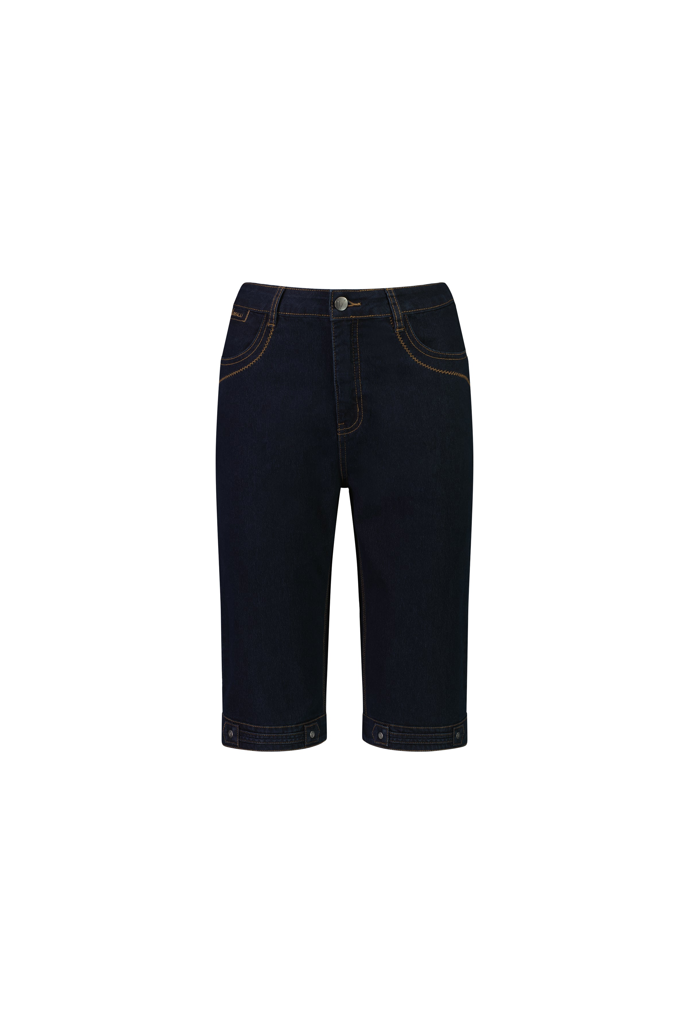 H1001CS Indigo Denim - Straight Leg Contrast Stitch Denim Short - Vassalli