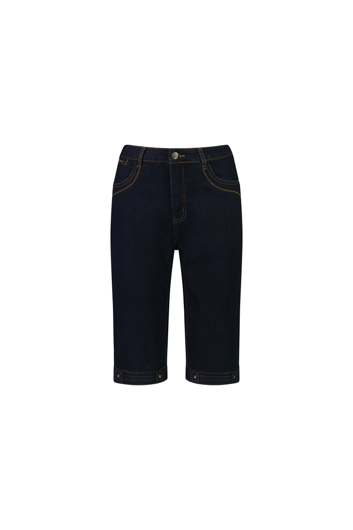 H1001CS Indigo Denim - Straight Leg Contrast Stitch Denim Short - Vassalli