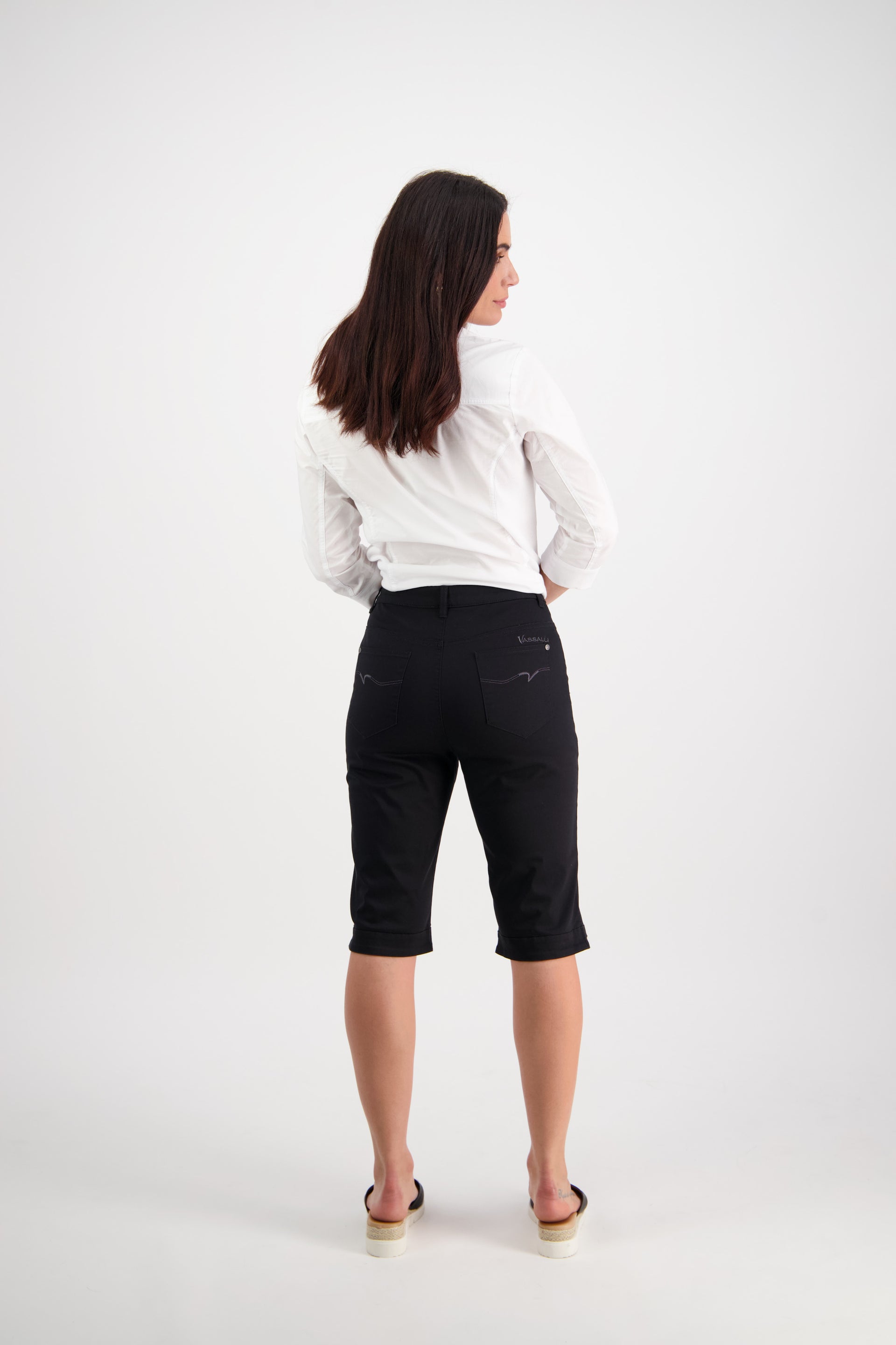 H1001LW Black - Plain Lightweight Straight Leg Short - Vassalli