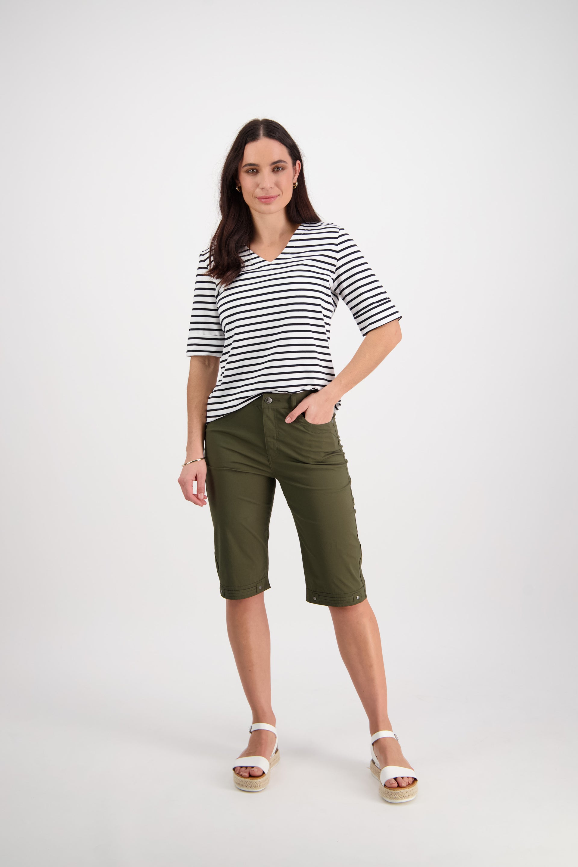 H1001P Khaki - Poplin Straight Leg Short - Vassalli