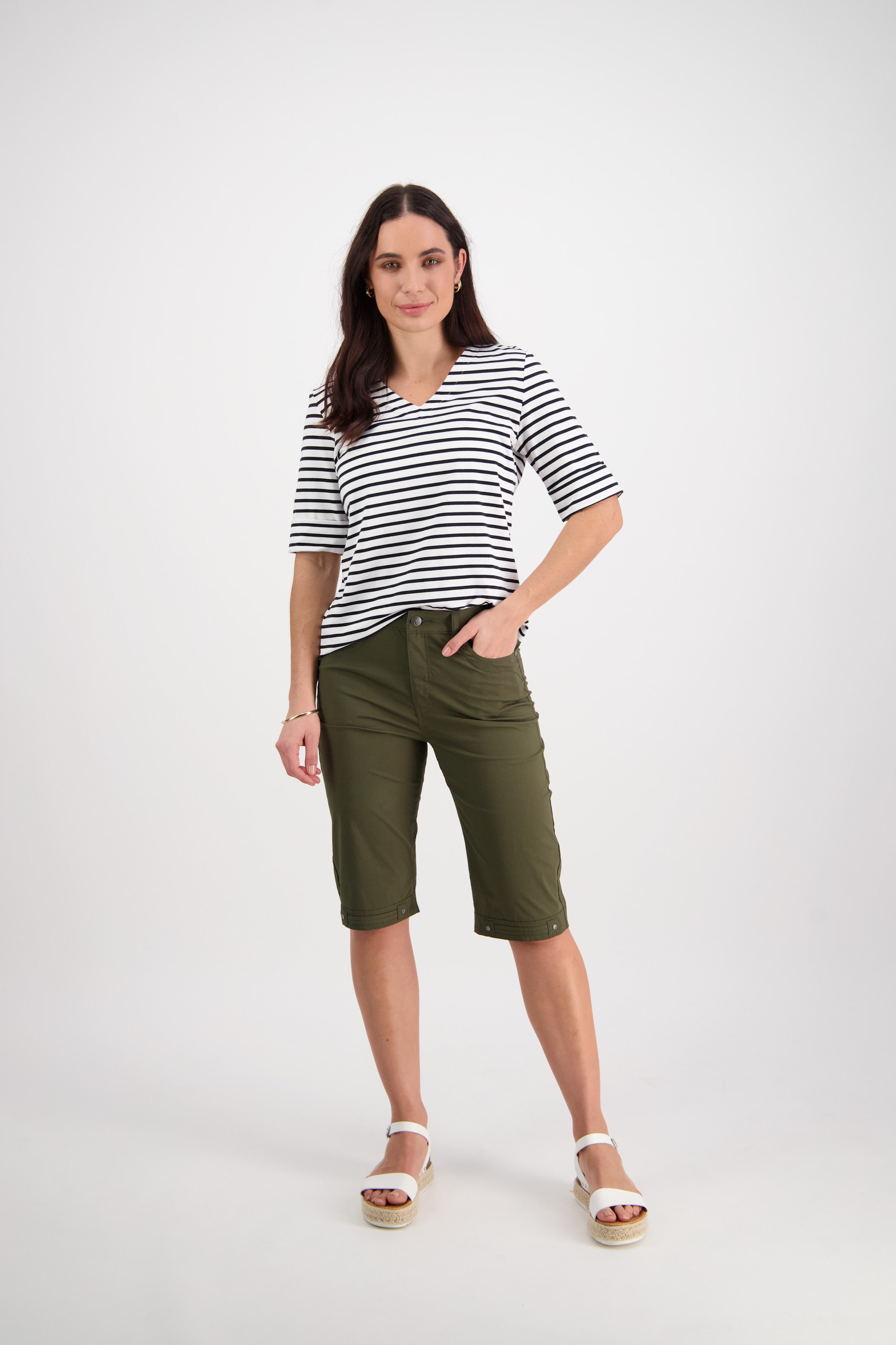 H1001P Khaki - Poplin Straight Leg Short - Vassalli