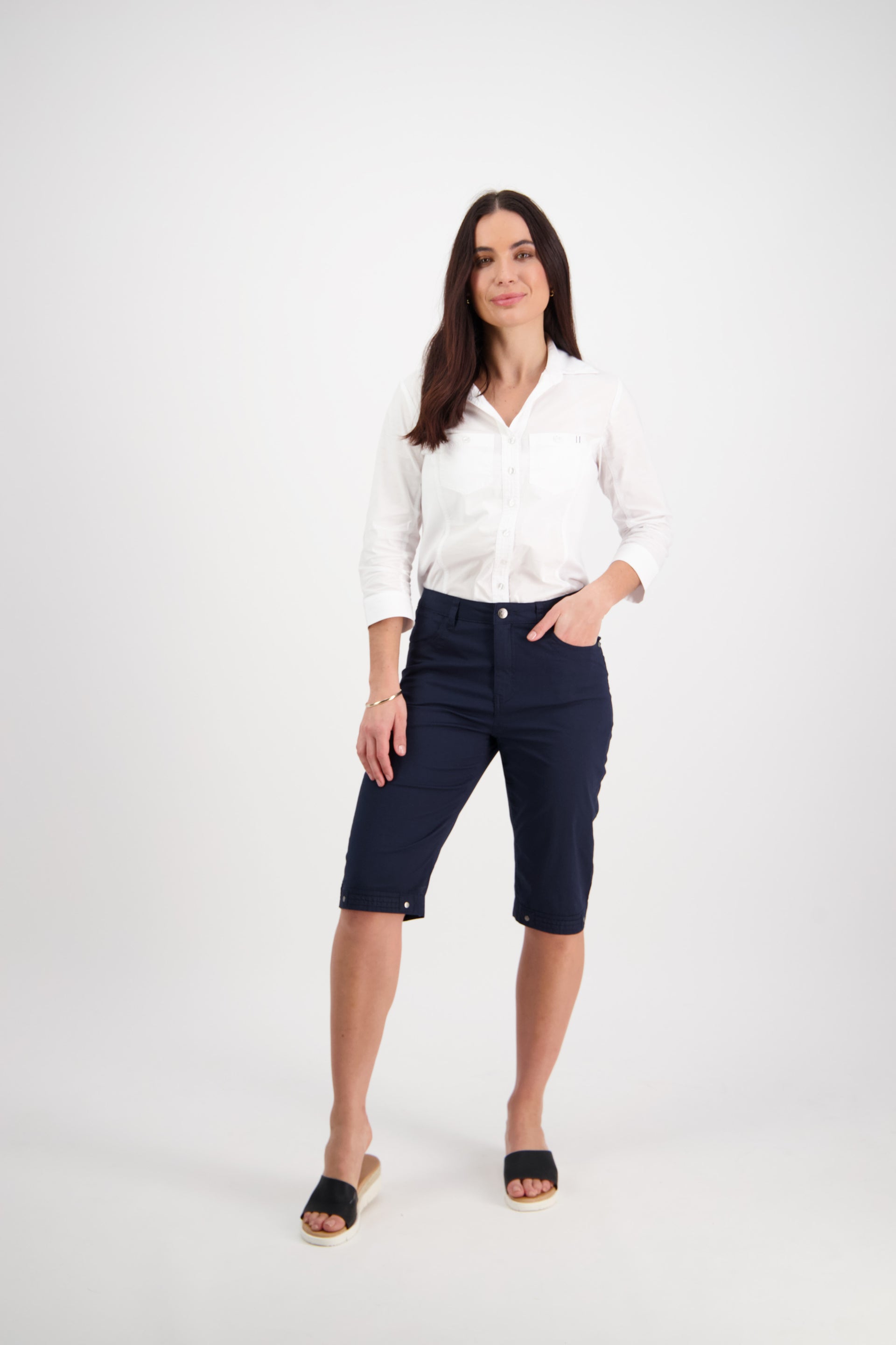 H1001P Navy - Poplin Straight Leg Short - Vassalli