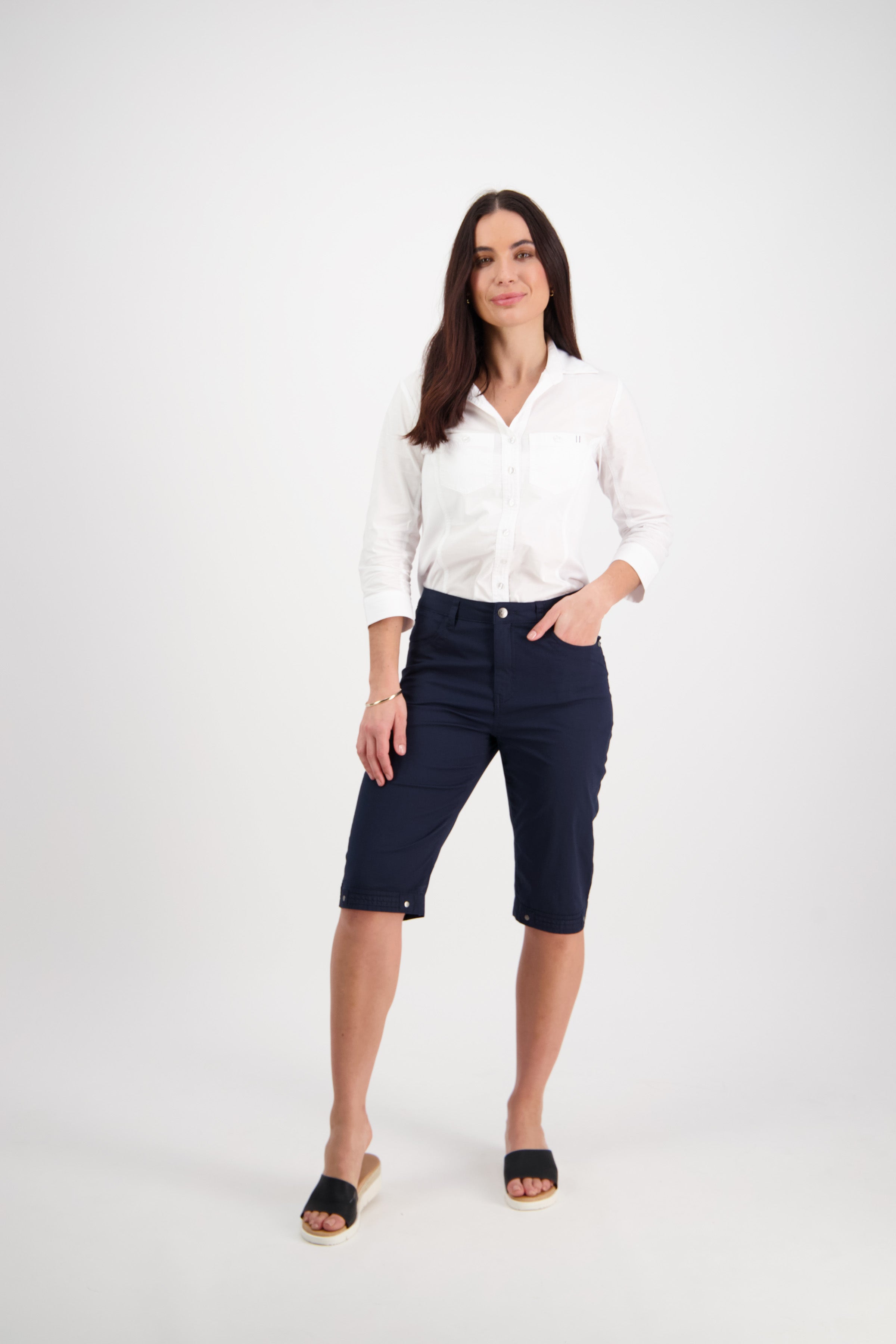 H1001P Navy - Poplin Straight Leg Short - Vassalli