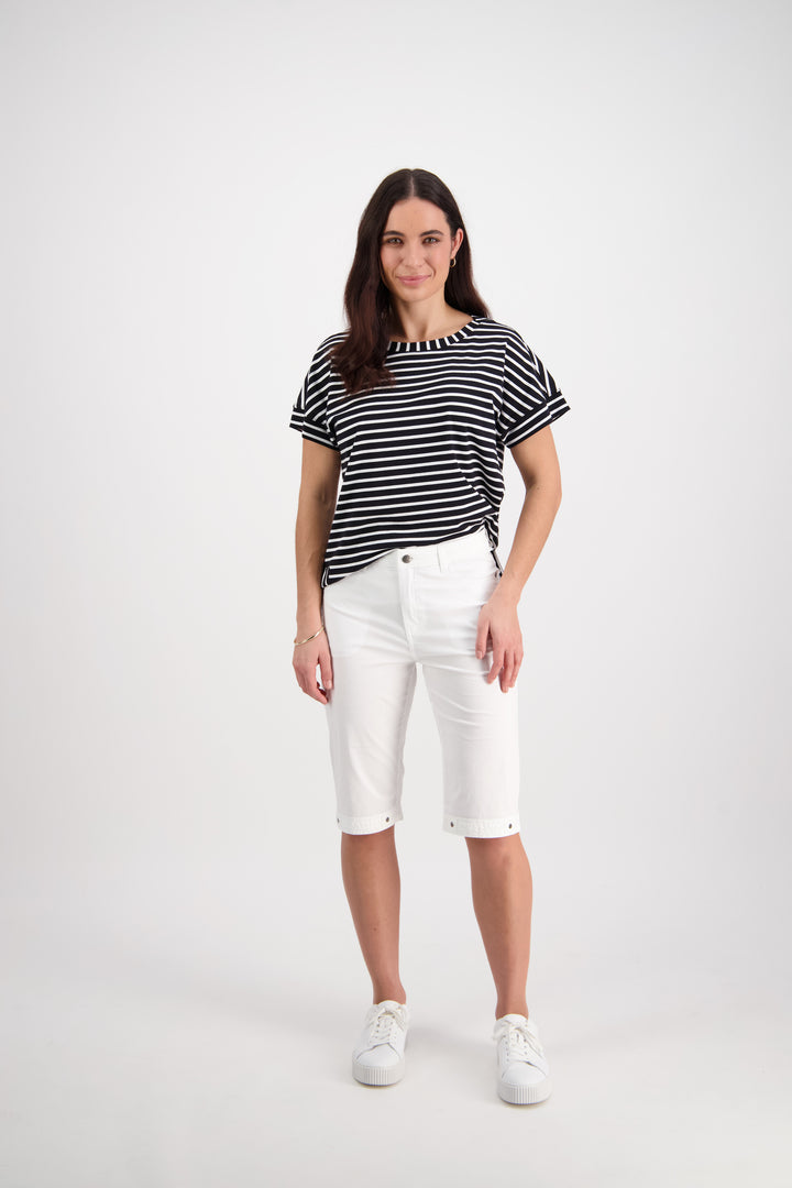 H1001P White - Poplin Straight Leg Short - Vassalli
