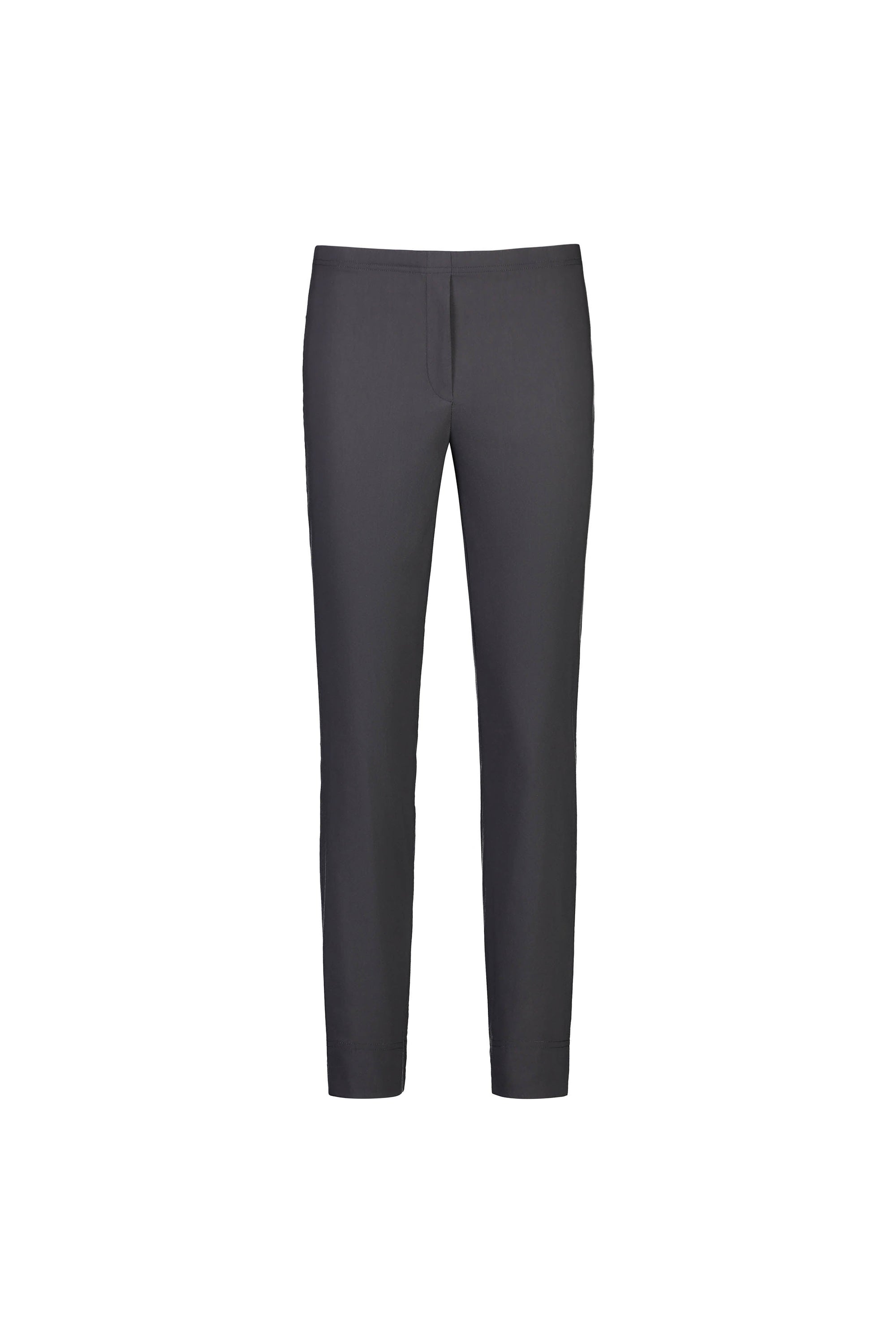 The Vassalli Paris Capri Pant - Beluga features a dark gray, slim-fit design with a flat front and no visible pockets, shown on a white background.