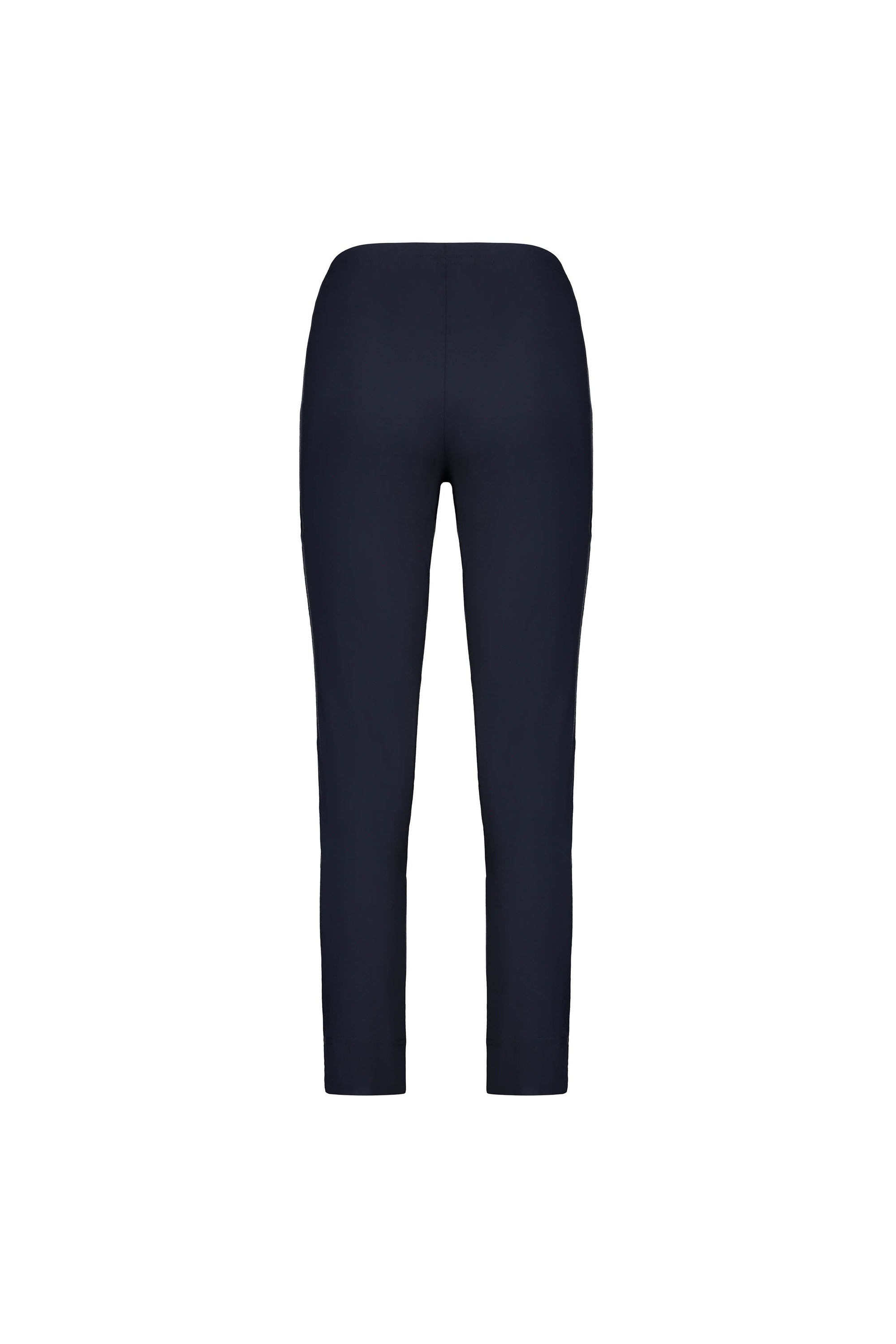Back view of Vassalli's Paris Capri Pant - Inka in dark navy blue, featuring a high waist and straight legs in stretch fabric, shown against a plain white background.