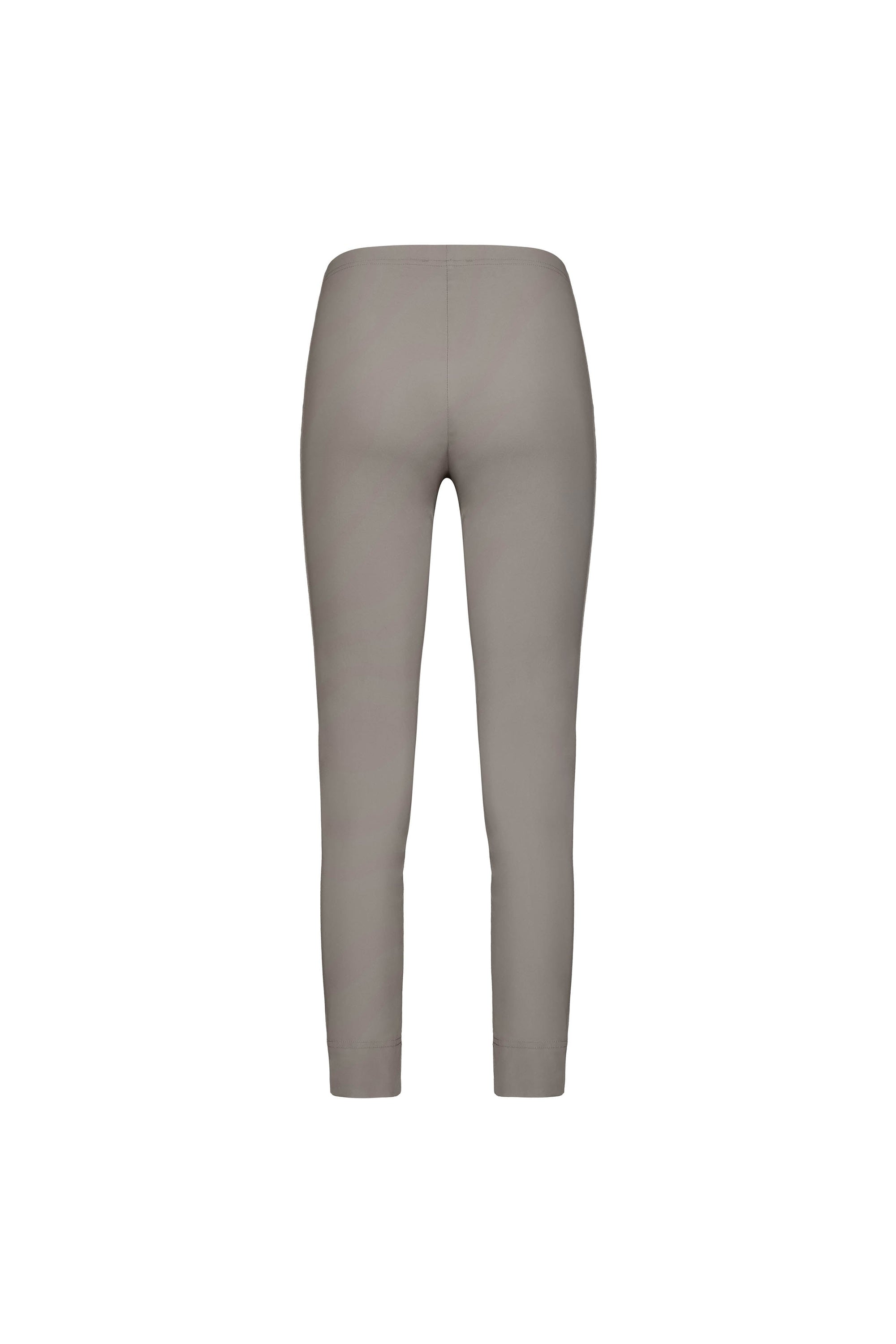 The Vassalli Paris Capri Pant in Latte is shown from the back against a white background, featuring high-waisted, smooth stretch fabric and a fitted silhouette with no visible patterns or designs.