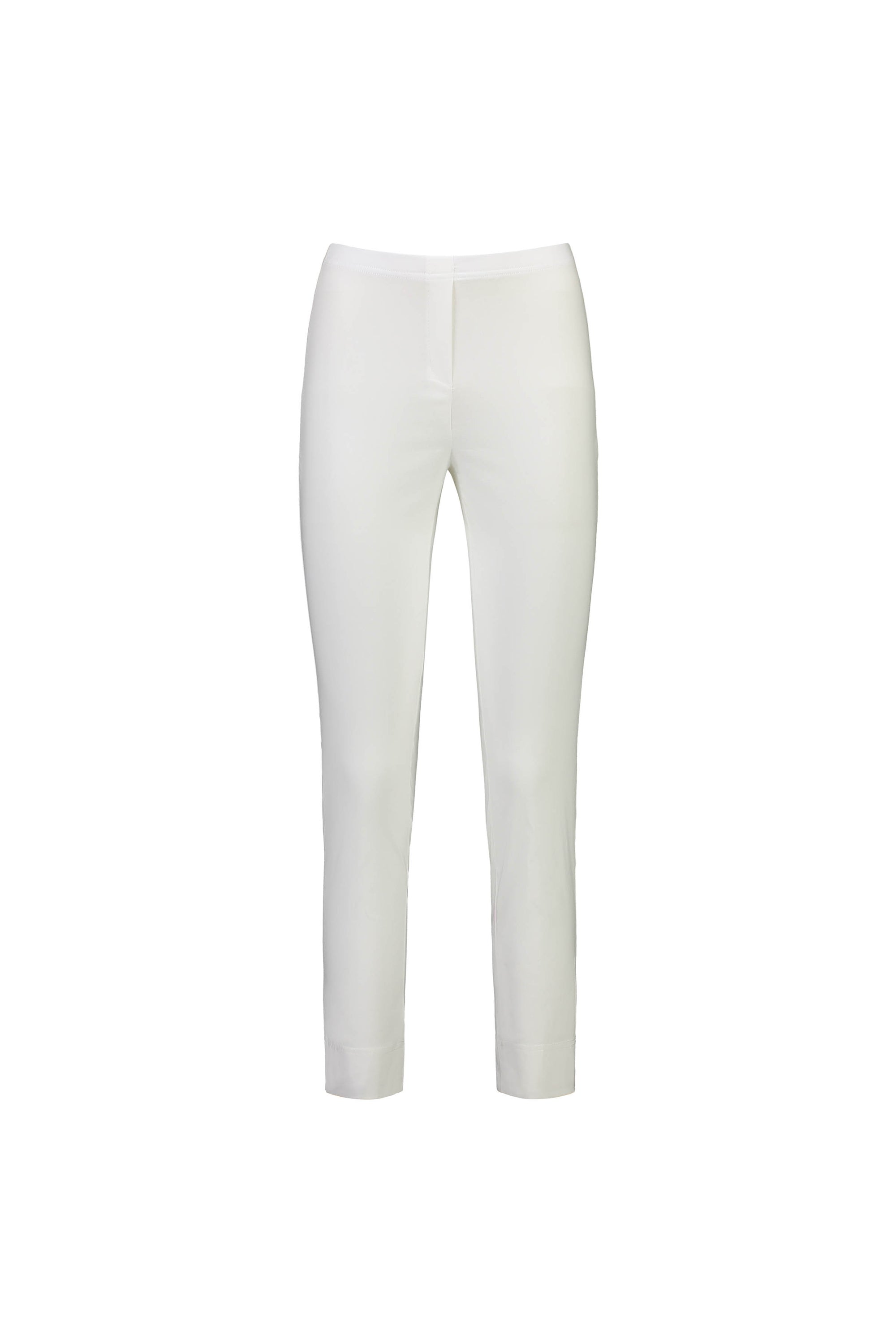 The Vassalli Paris Capri Pant - White features a slim fit and ankle-length cut, crafted from stretch fabric and shown on a plain white background.