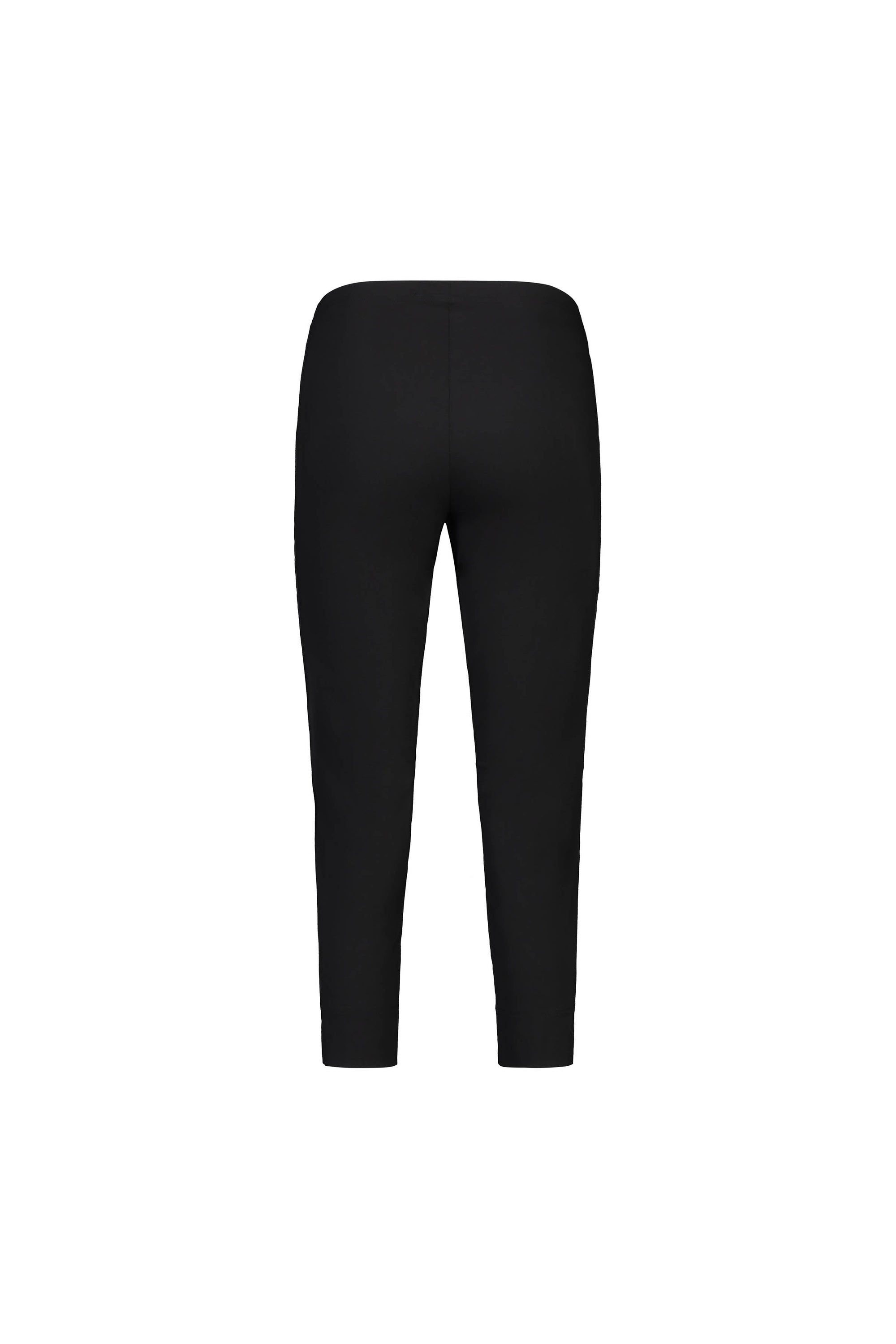 The Vassalli Paris Crop Pant - Black is shown from the back against a white background, featuring a high waist, ankle-length legs, stretch fabric, and a clean look with no visible pockets or embellishments.