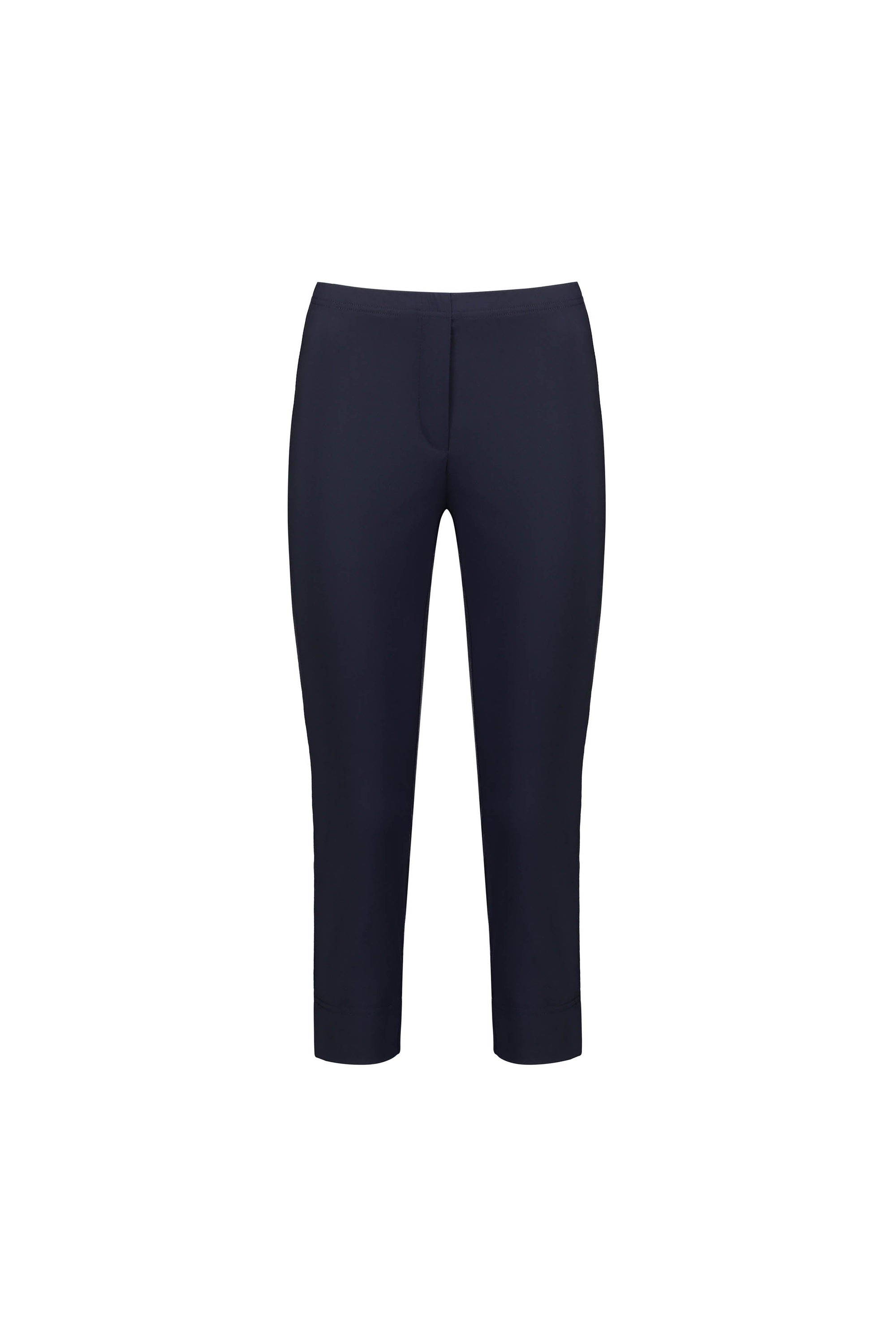 The Vassalli Paris Crop Pant - Inka features a navy blue, slim-fit, ankle-length design with stretch fabric for comfort. Minimalistic style with no visible pockets or embellishments. Shown on a plain white background.