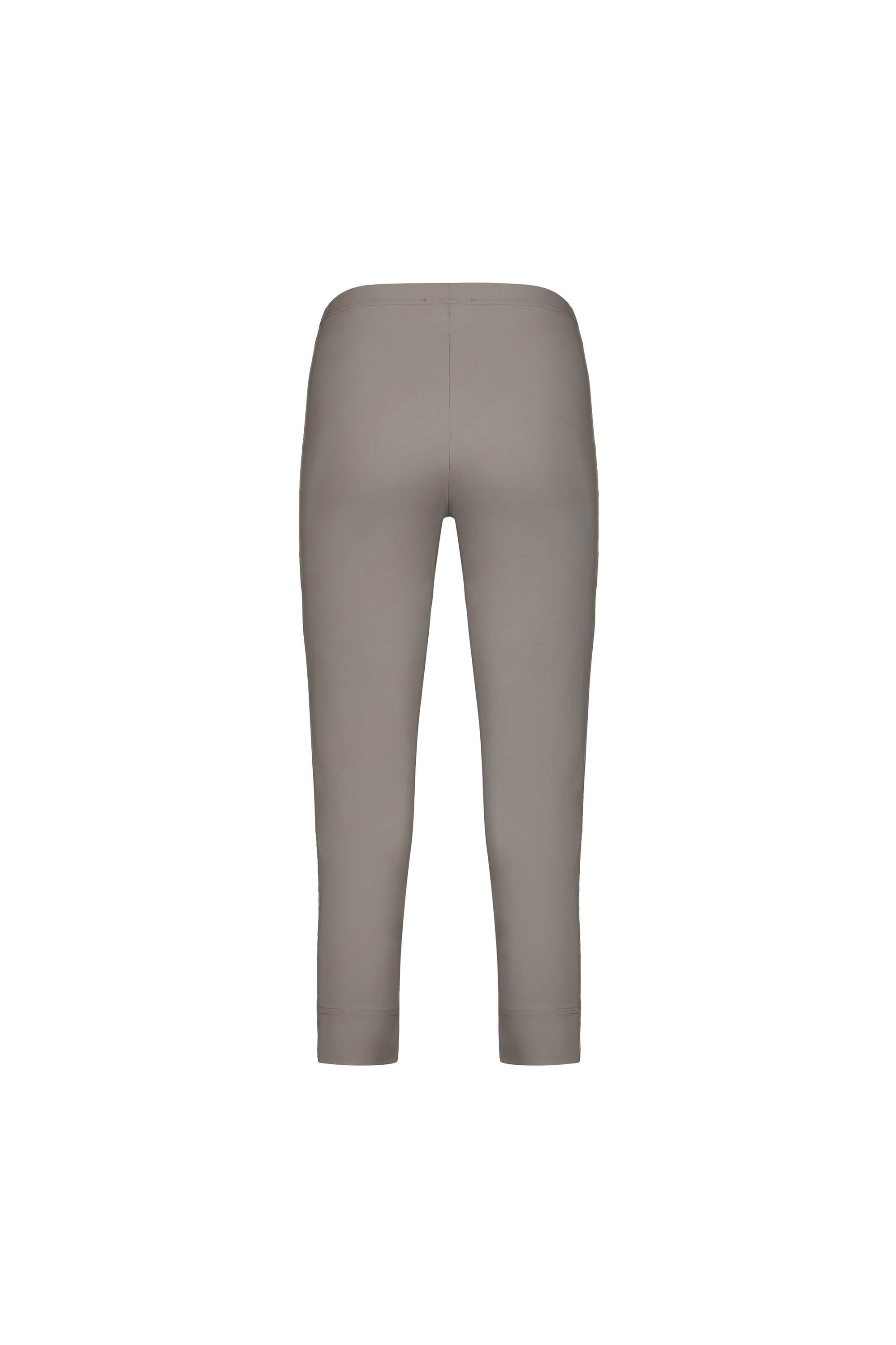 Back view of the Vassalli Paris Crop Pant in Latte, showcasing a high waistband and seamless stretch design, displayed on a white background.