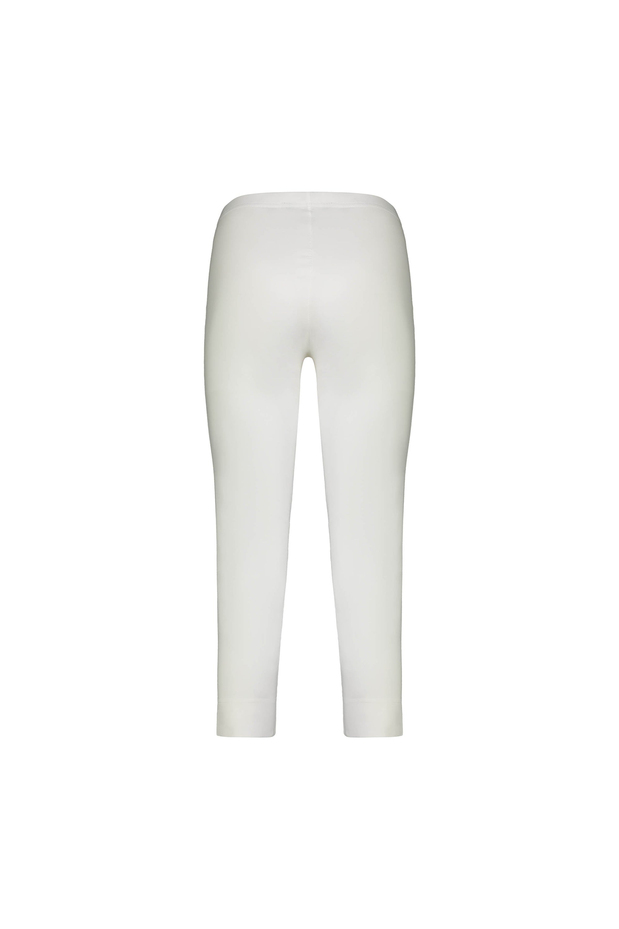 Back view of Vassalli's Paris Crop Pant in white, featuring a high-waisted fit and stretch fabric, displayed against a white background.