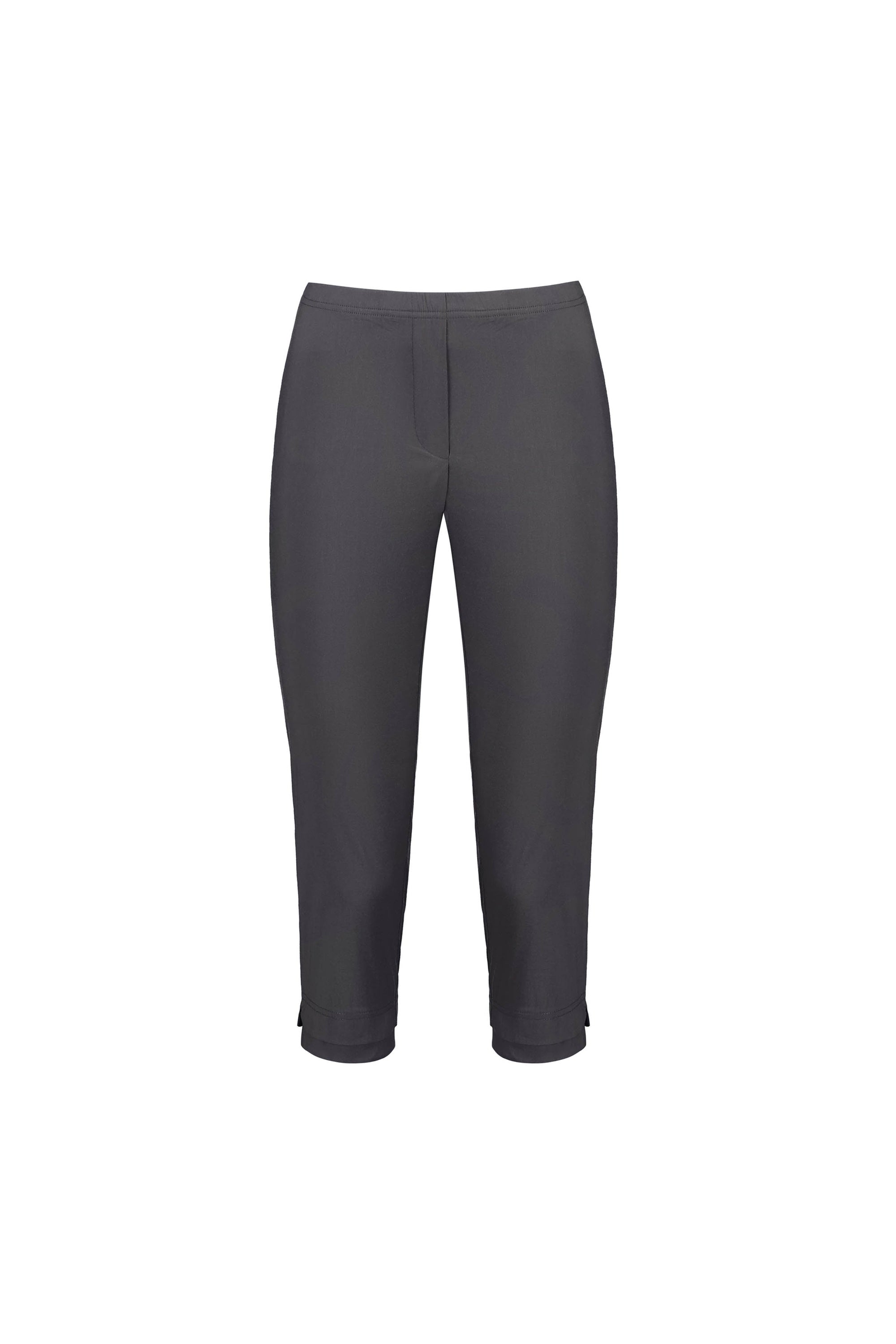The Vassalli Paris 3/4 Pant - Beluga features a slim, mid-rise cropped fit with stretch fabric for comfort, flat front, and sewn hems. Shown in gray against a white background.