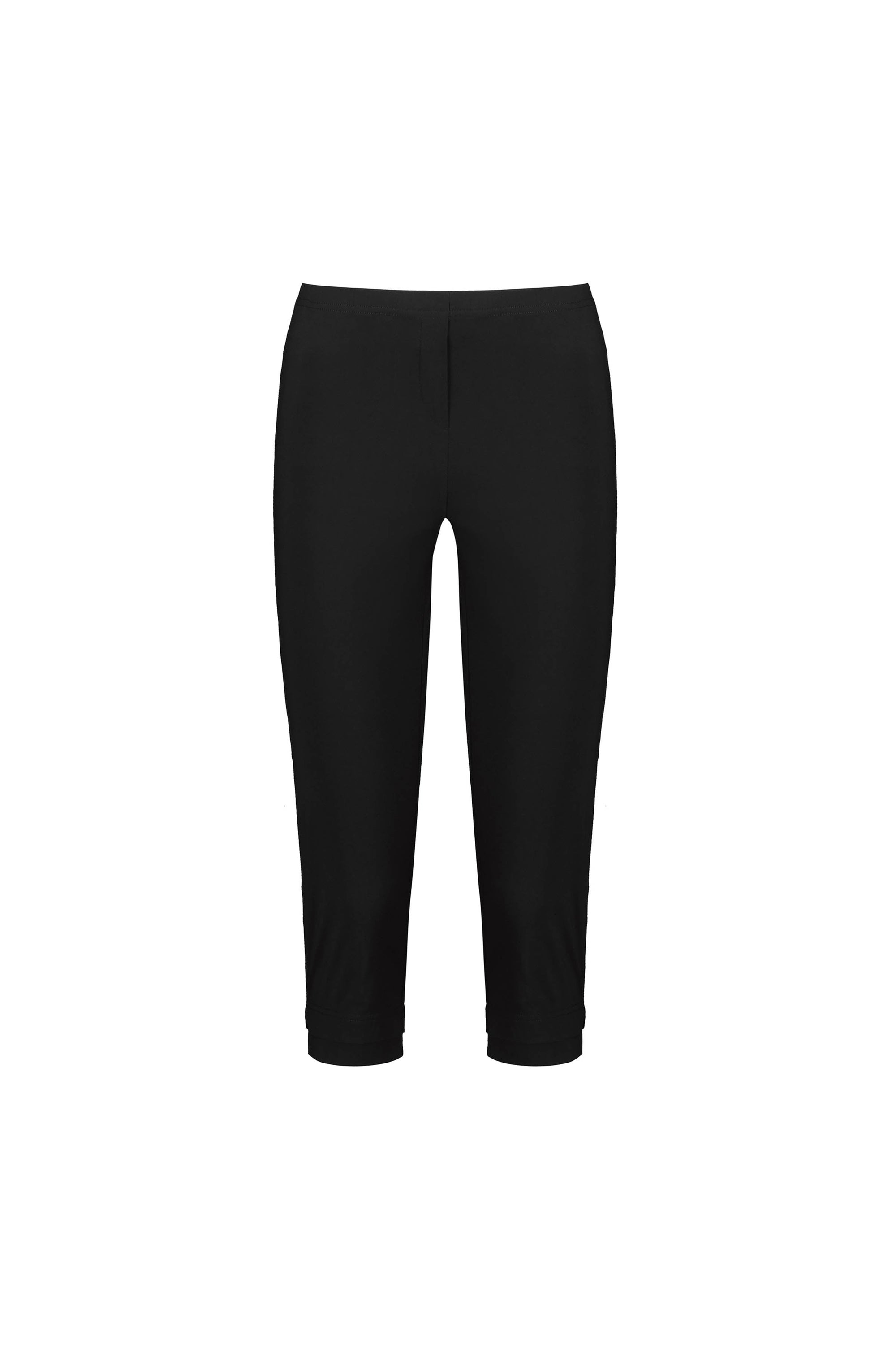 The Vassalli Paris 3/4 Pant - Black features a slim-fit, minimalist mid-rise design in stretch fabric, with a plain white background display and no visible pockets or embellishments.