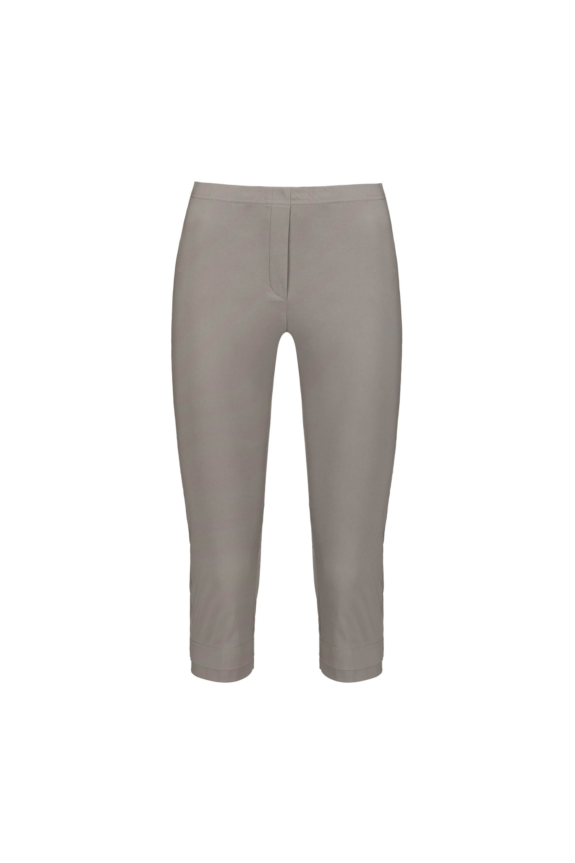 The Vassalli Paris 3/4 Pant in Latte from the Paris Collection features a fitted, mid-rise design with stretch fabric and a minimal look, shown on a white background.