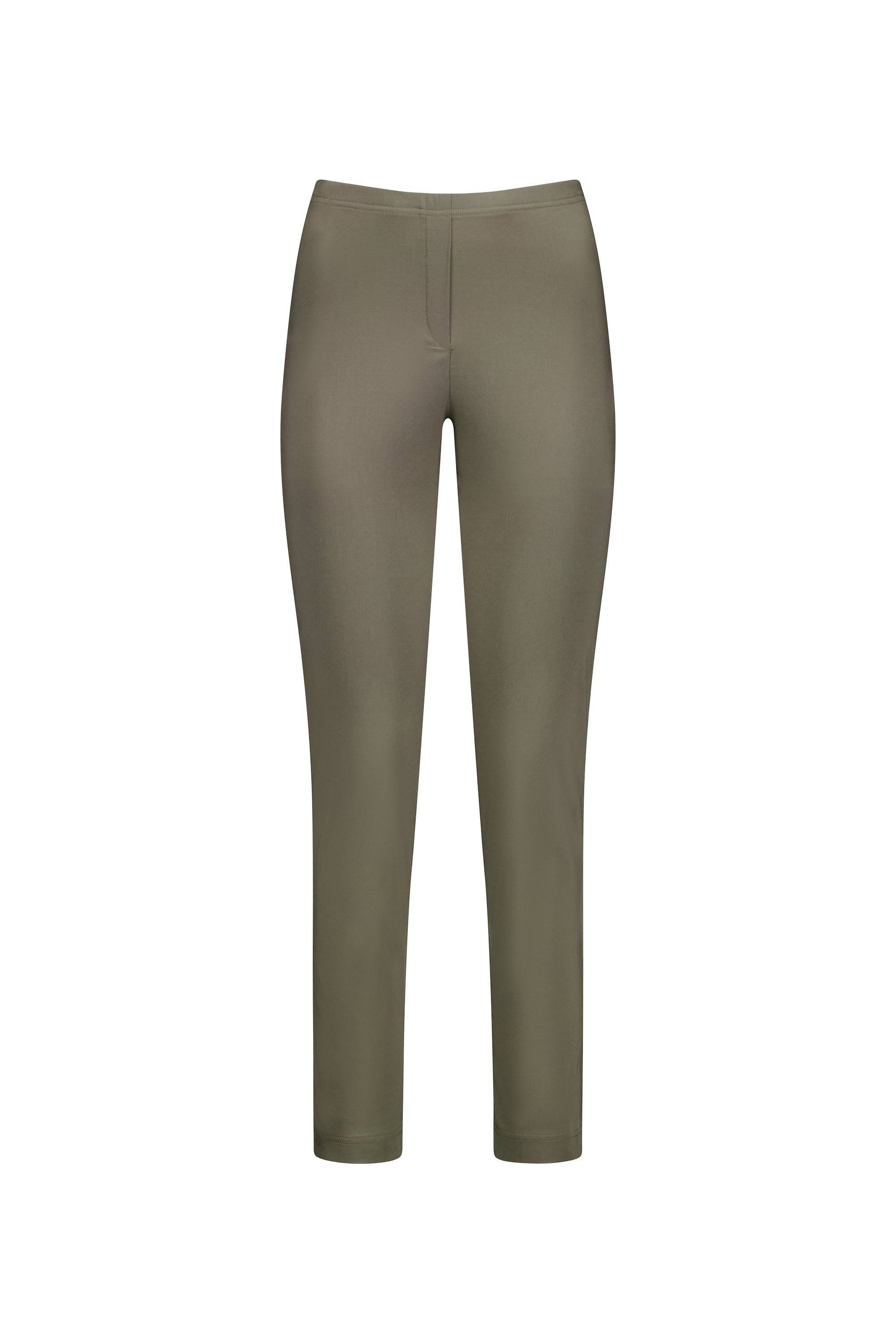 The Vassalli Paris Full Length Pant - Khaki is a slim-fit, ankle-length women’s pant with a skinny leg design, shown on a plain white background.