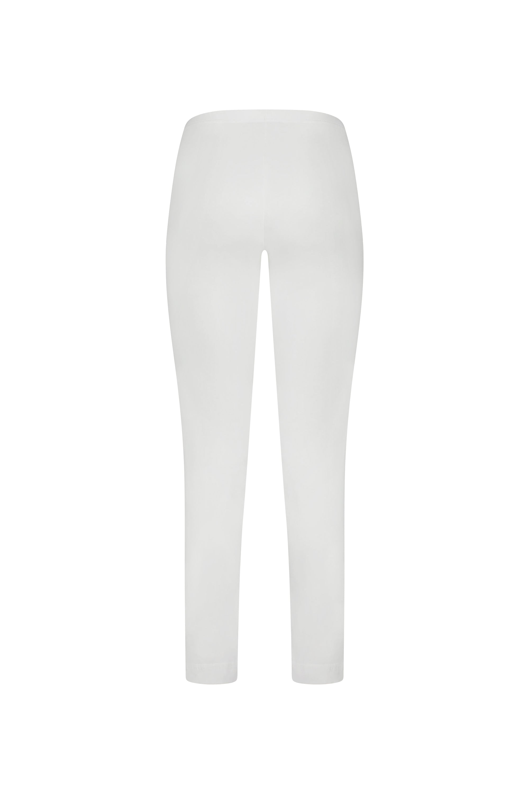 The Vassalli Paris Full Length Pant in white is shown from the back on a white background, featuring a high waist and seamless stretch fabric with no visible logos or patterns.