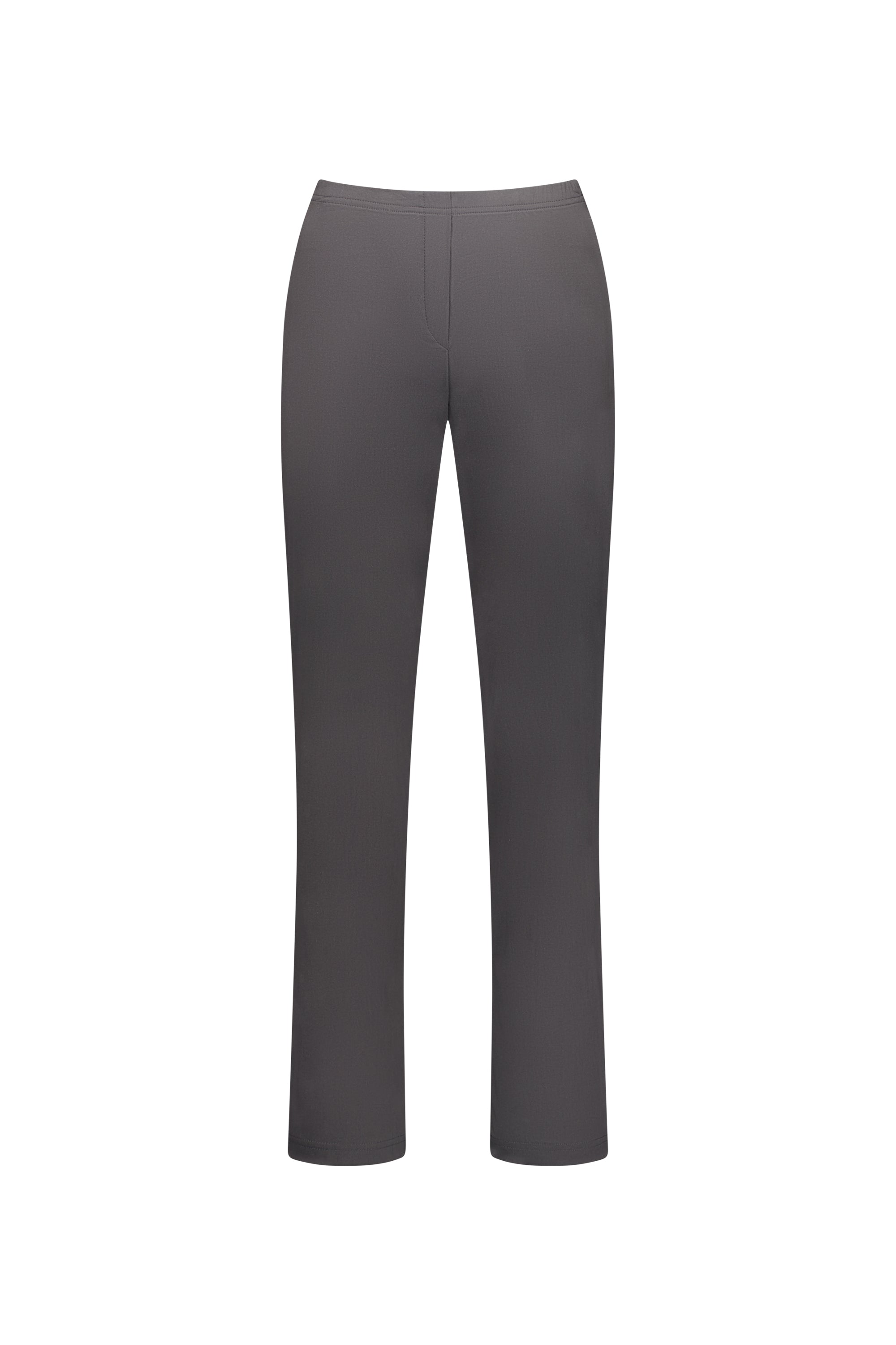 The Vassalli Paris Full Length Pant in Beluga features a straight-leg silhouette, fitted waist, and smooth front. Crafted from comfy stretch fabric, these gray dress pants offer clean, minimal style for all-day comfort.
