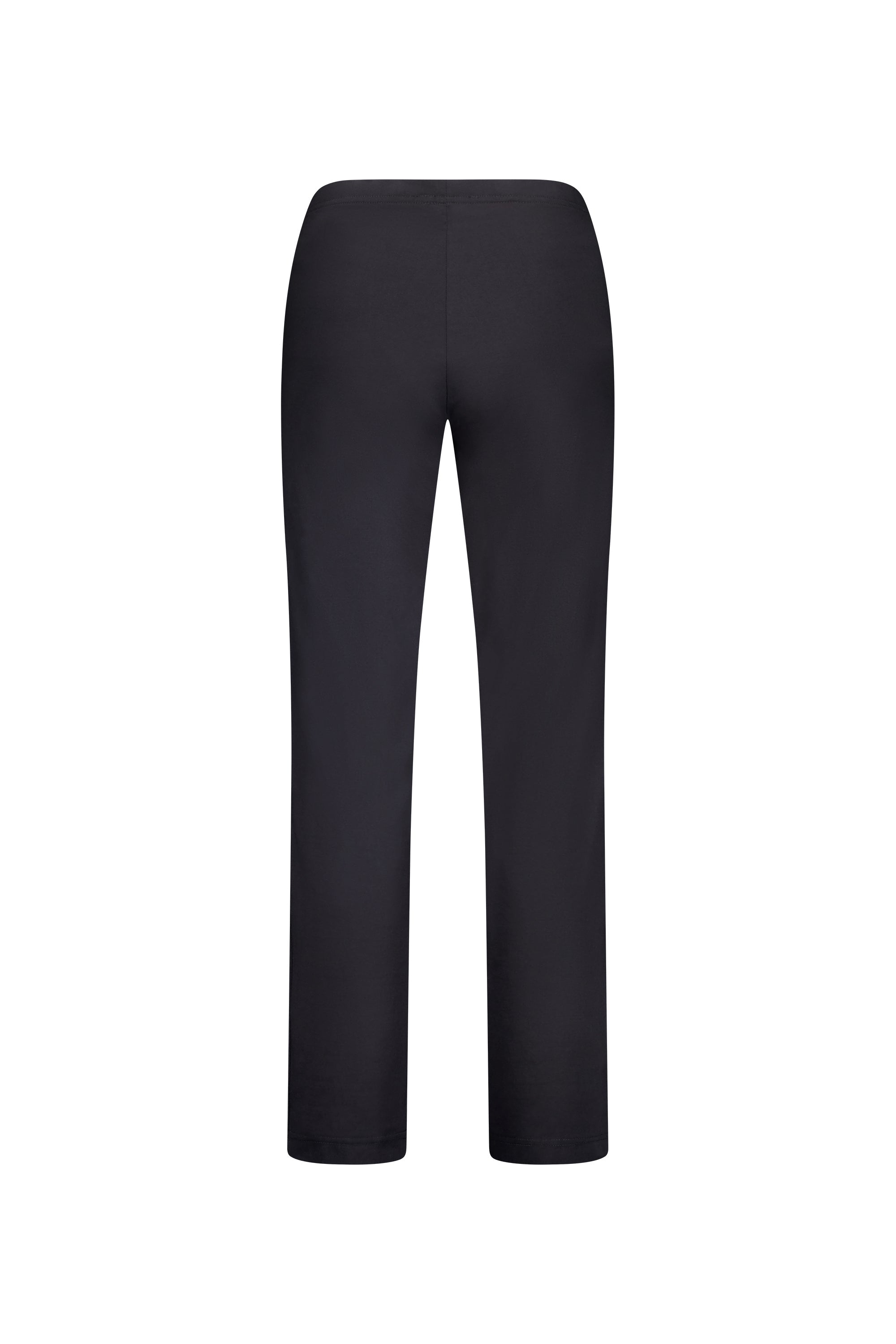 Back view of Vassalli’s Paris Full Length Pant in black stretch fabric, slim leg style, shown on a white background.