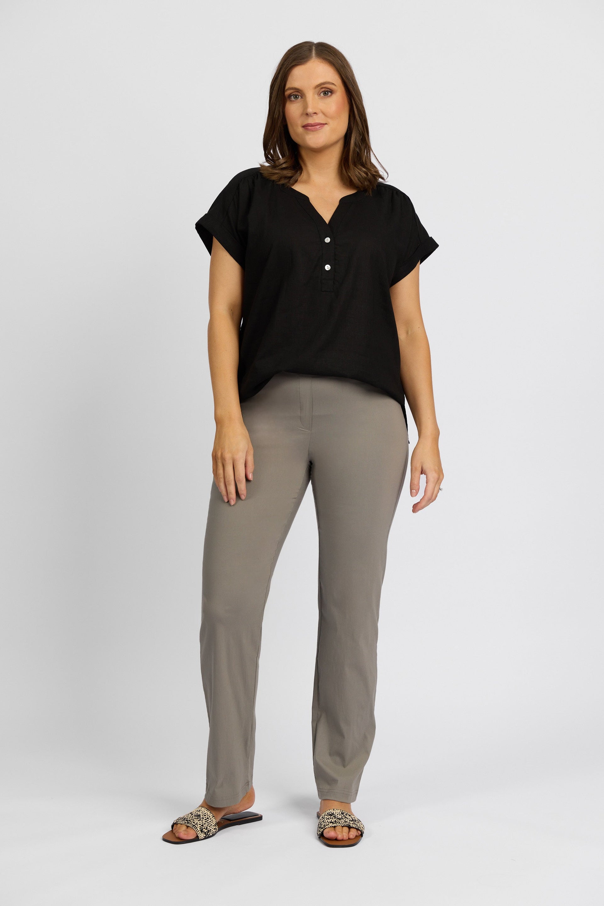 P6117 Latte - Paris Slim Leg Full Length - Vassalli