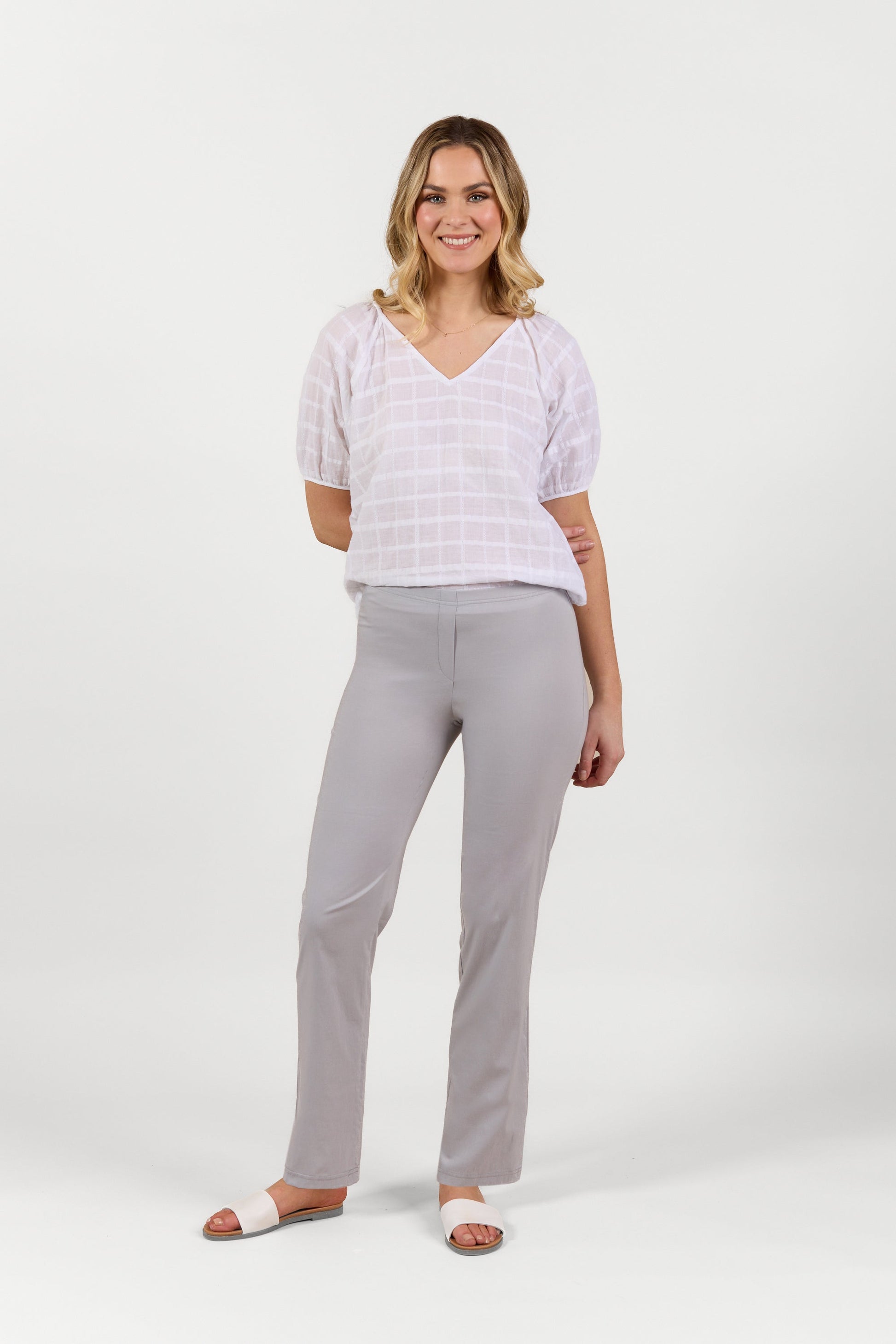 P6117 Silver - Paris Slim Leg Full Length - Vassalli