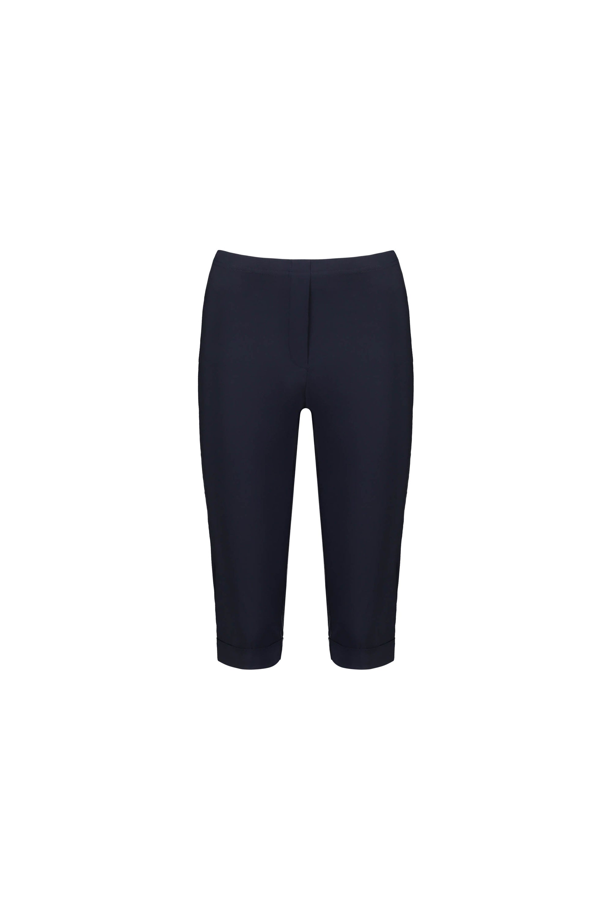 The Vassalli Paris Short - Inka is a navy blue, knee-length fitted short from the Paris Collection, crafted in stretch fabric with a flattering mid rise and shown on a plain white background, front view.