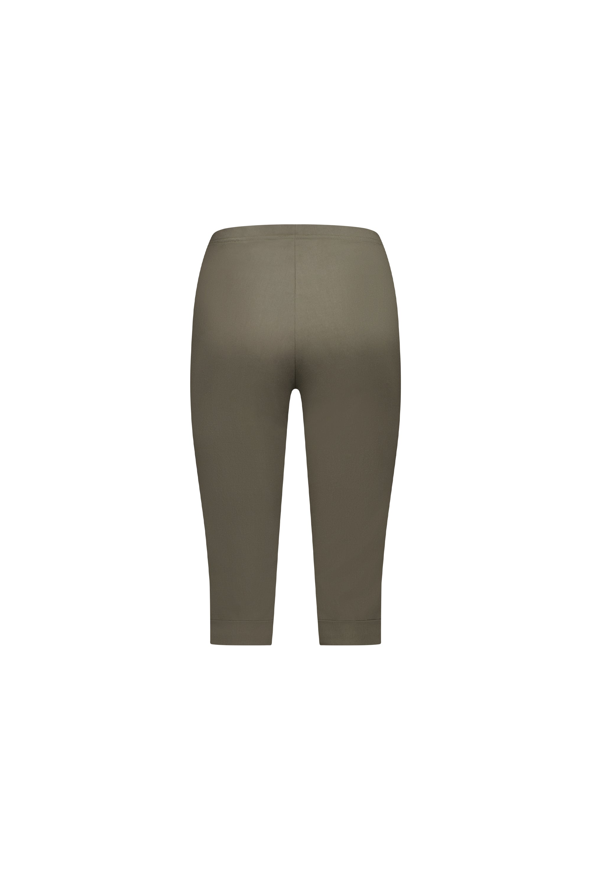 Back view of Vassalli Paris Short - Khaki, a pair of high-waisted, knee-length fitted biker shorts in stretch fabric, shown against a white background.