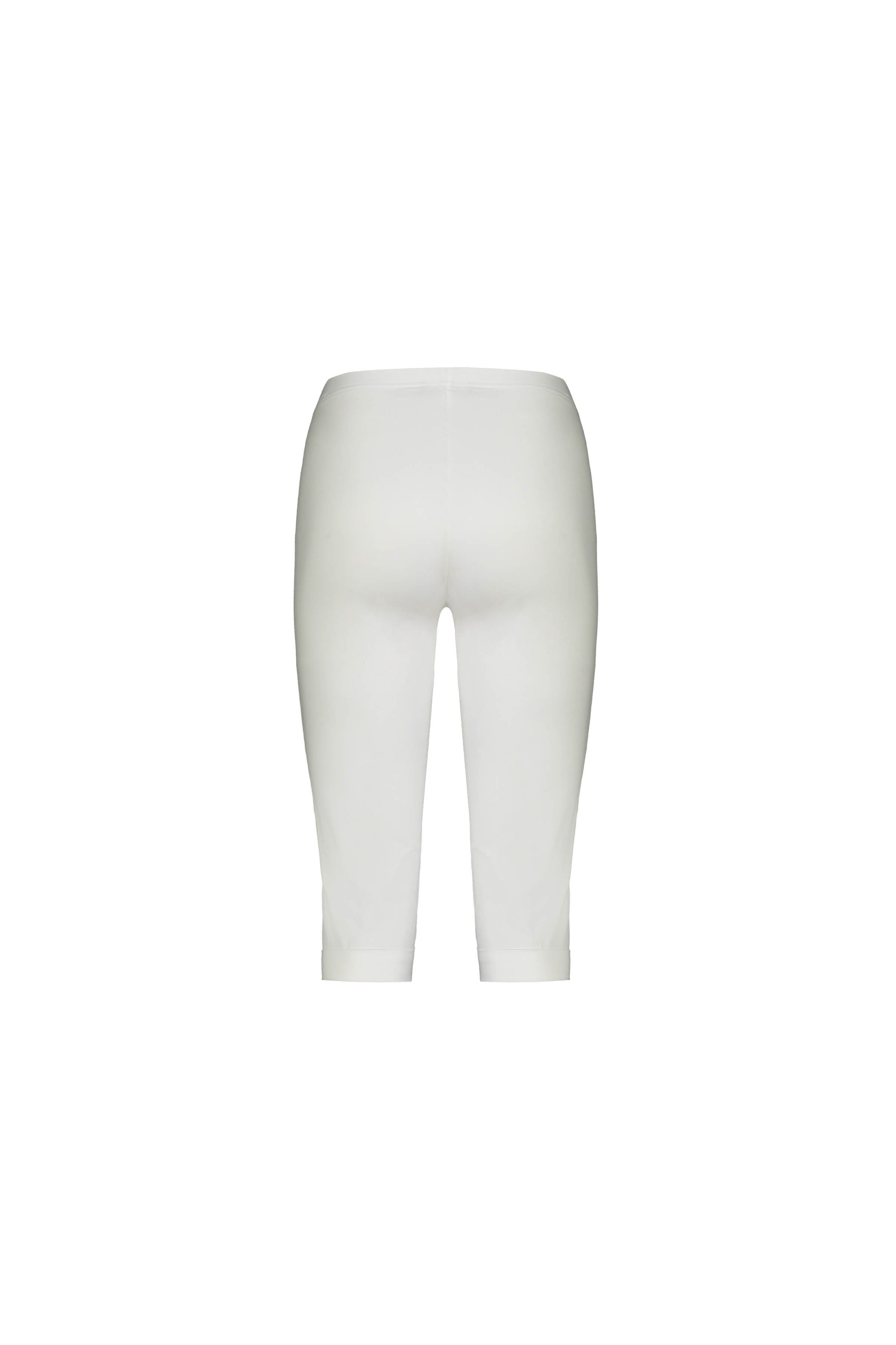 Back view of Vassalli Paris Short in white—knee-length, fitted design crafted from stretch fabric, shown isolated on a white background.