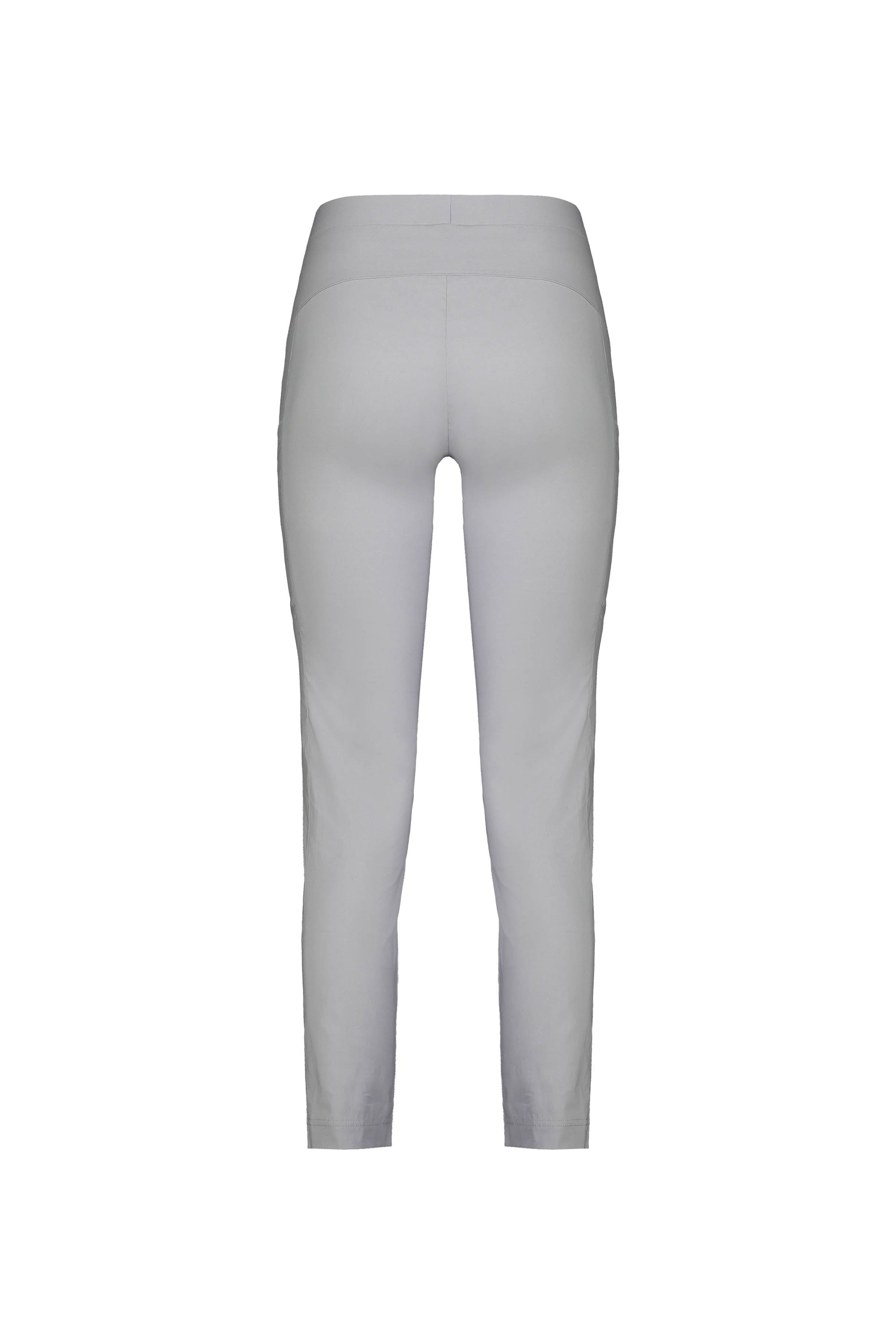 Back view of Vassalli's Paris Cargo Capri in Silver, a high-waisted, ankle-length legging made from stretch fabric, shown against a plain white background.