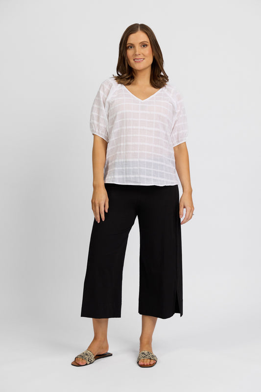 P6426 Black - Paris Wide Leg Crop - Vassalli