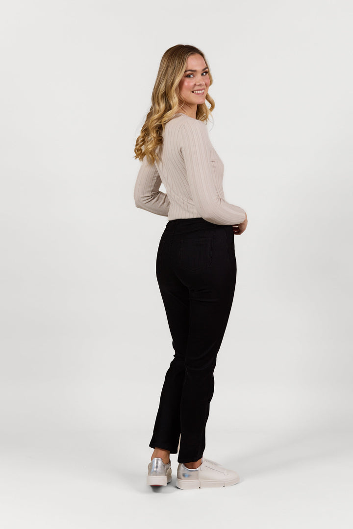 S234 Black Velvet - Slim Leg Full Length Pull-On - Vassalli