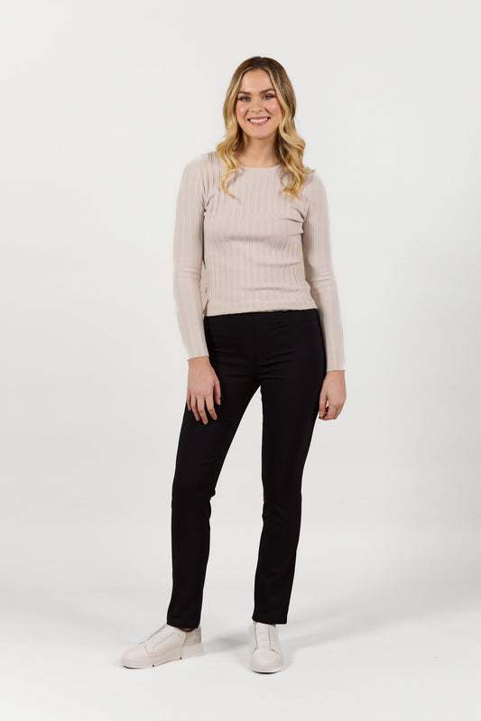 S234 Black (Bliss) - Slim Leg Full Length Pull On - Vassalli